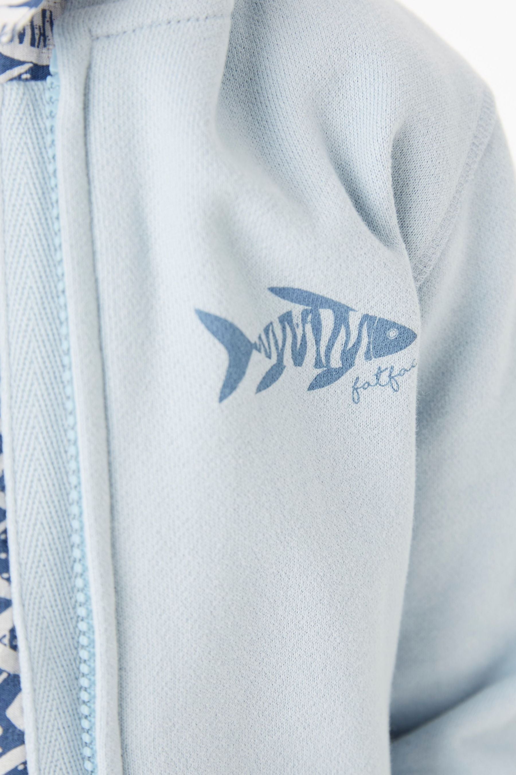 FatFace Blue Fish Print Zip Through Hoodie