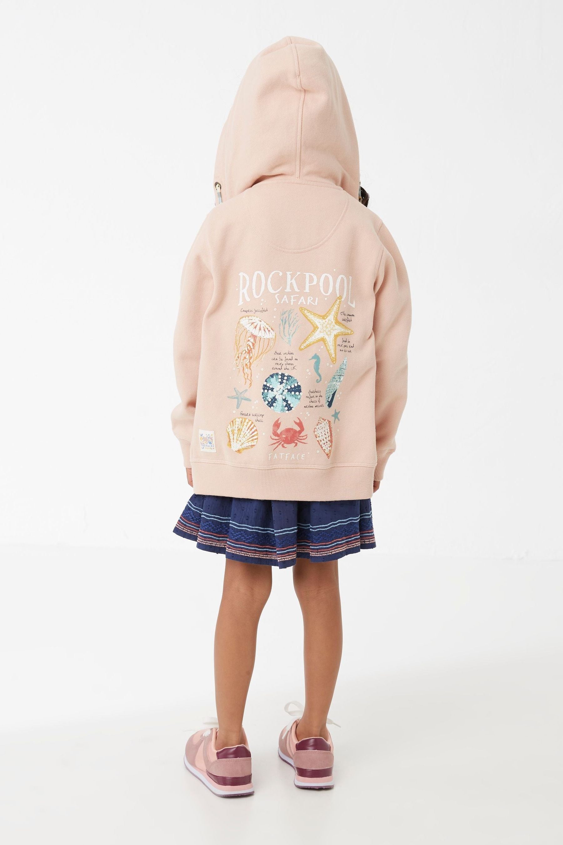 FatFace Pink Rockpool Graphic Zip Through Hoodie