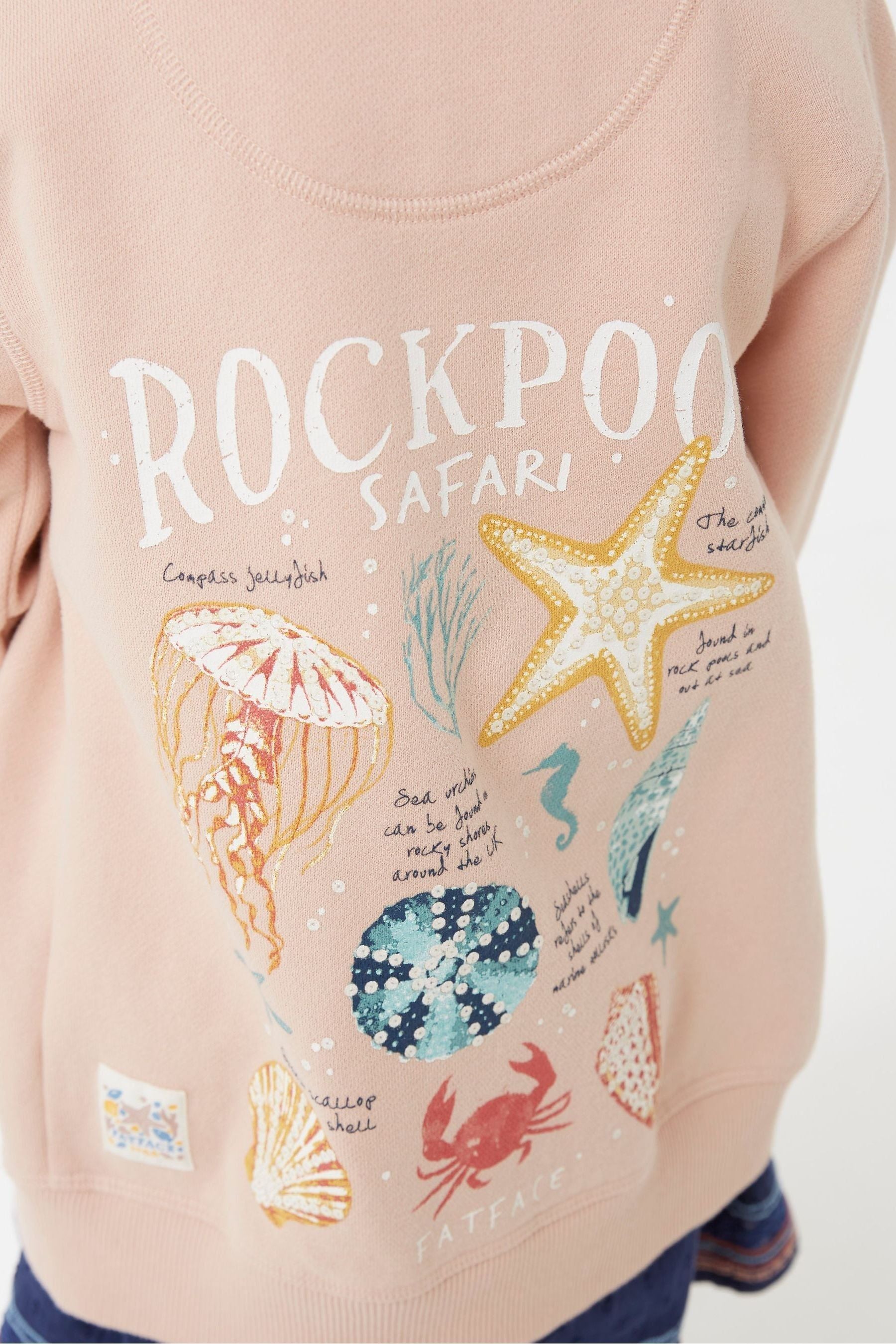 FatFace Pink Rockpool Graphic Zip Through Hoodie