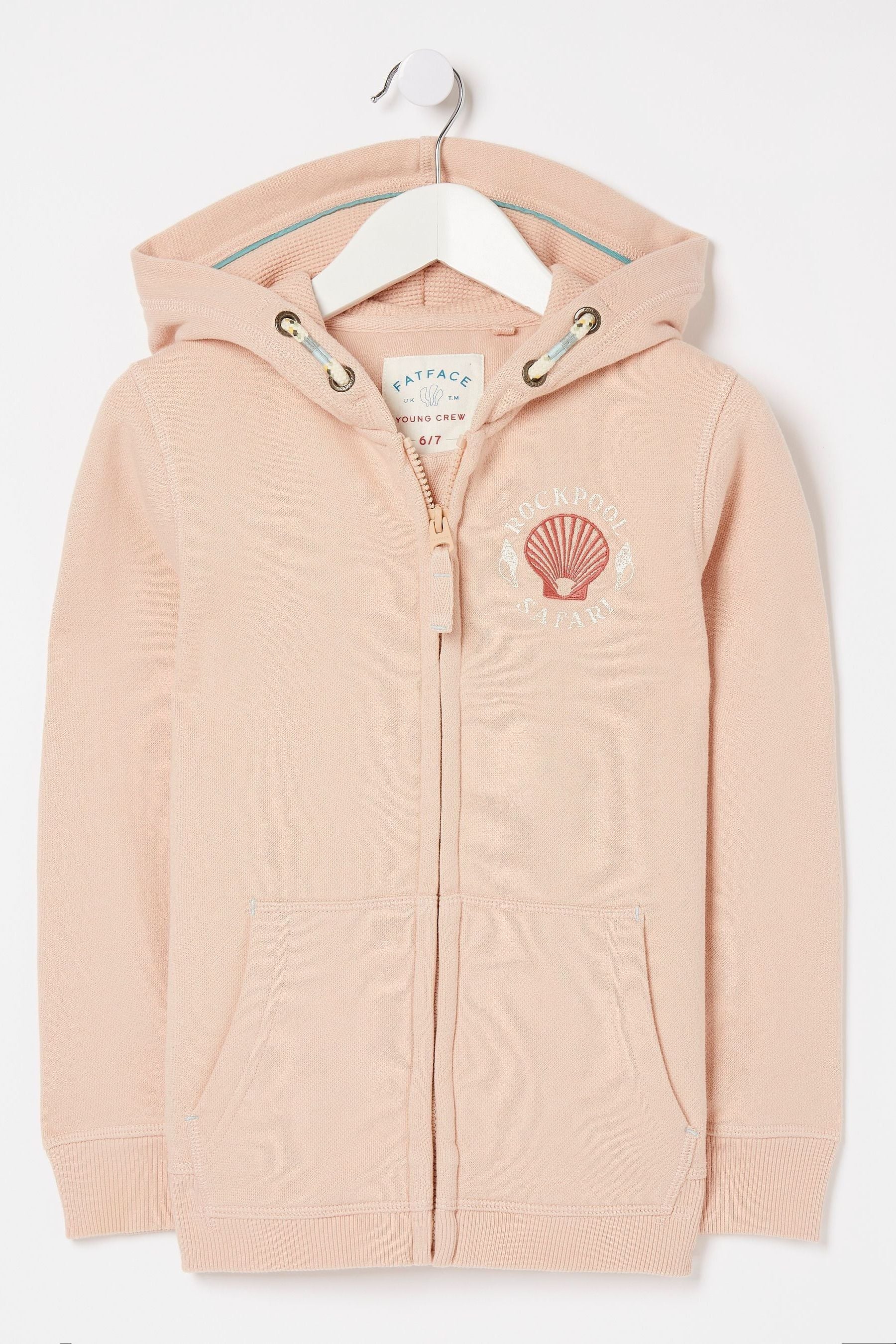 FatFace Pink Rockpool Graphic Zip Through Hoodie