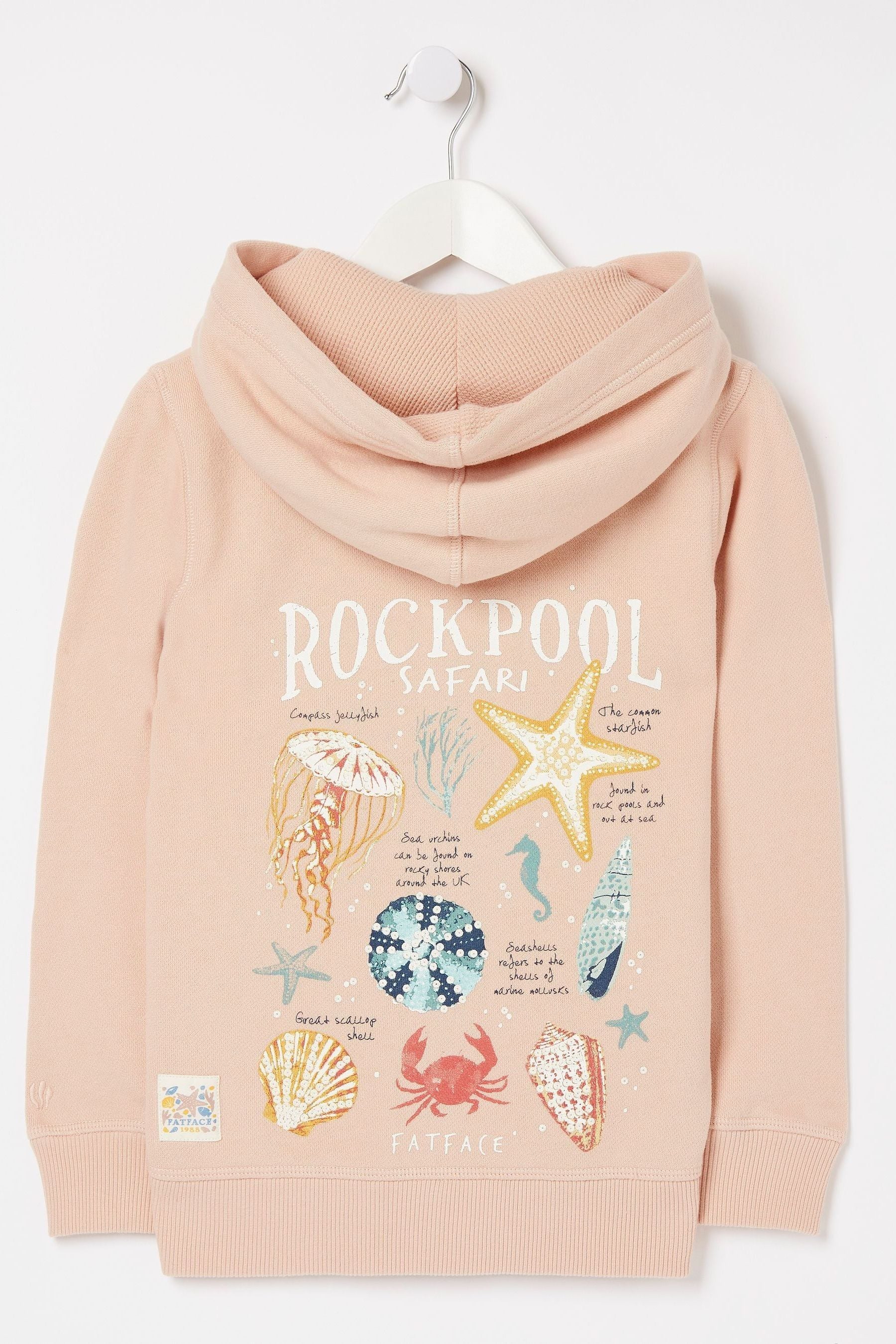 FatFace Pink Rockpool Graphic Zip Through Hoodie