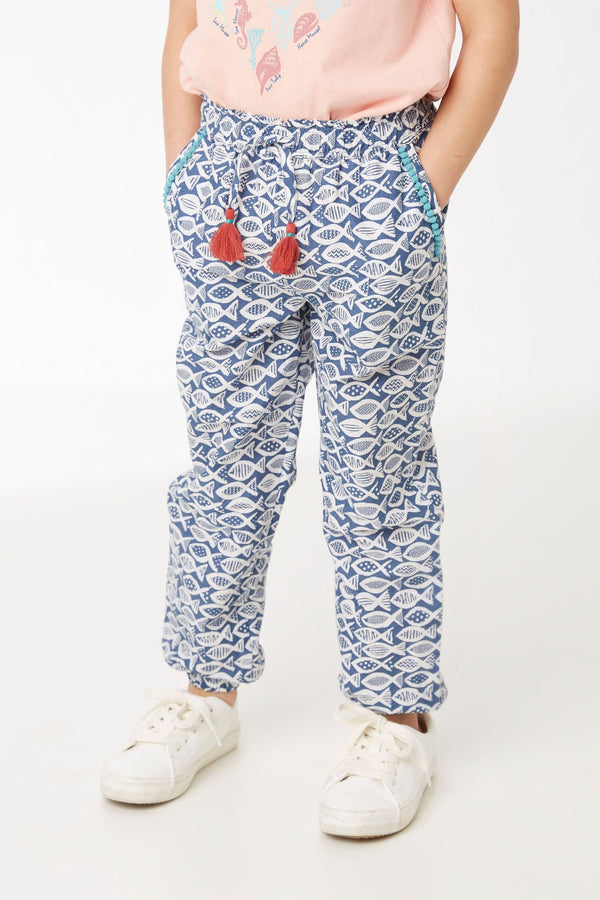 FatFace Blue Fish Print Beach Trousers