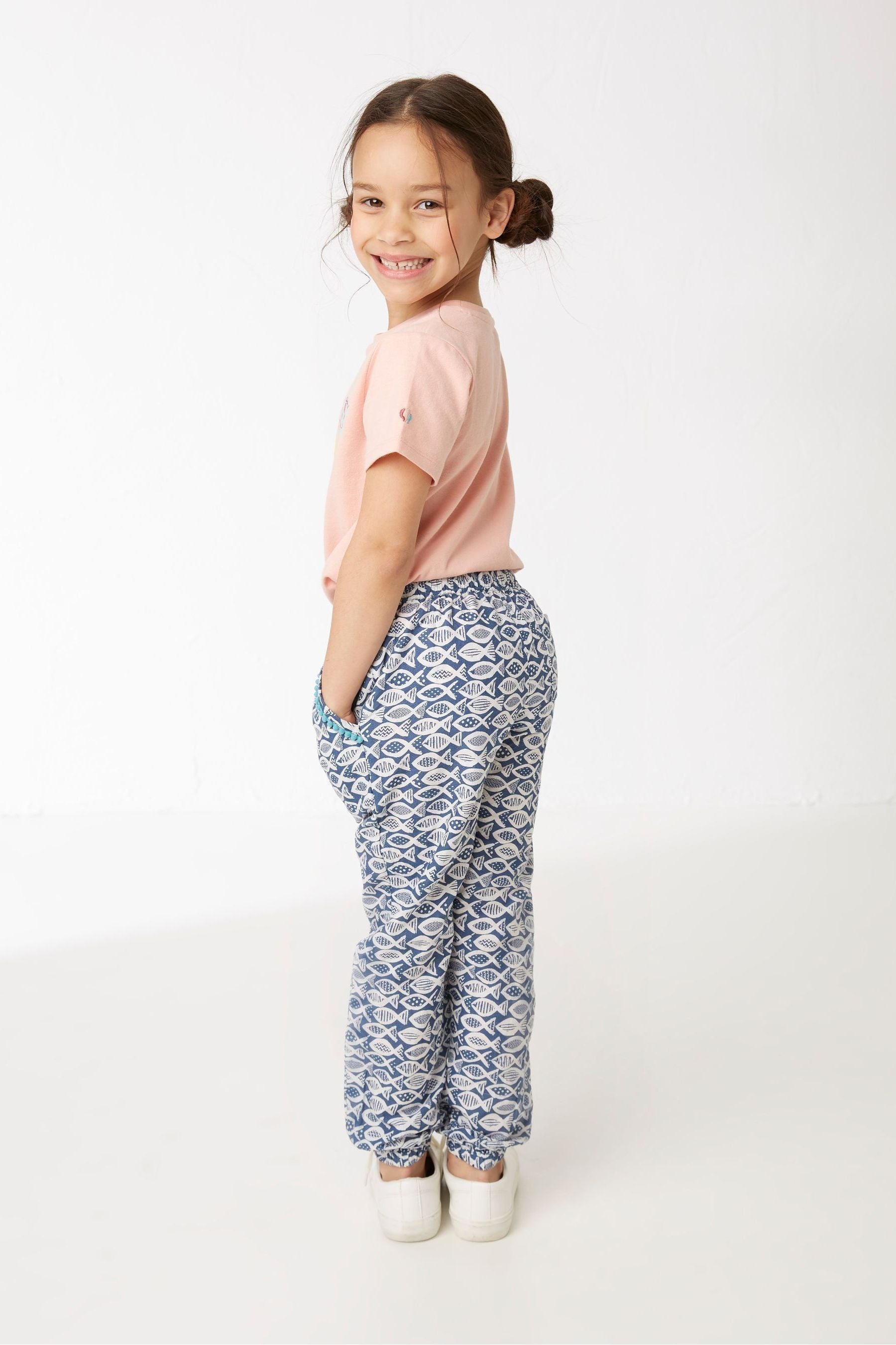 FatFace Blue Fish Print Beach Trousers