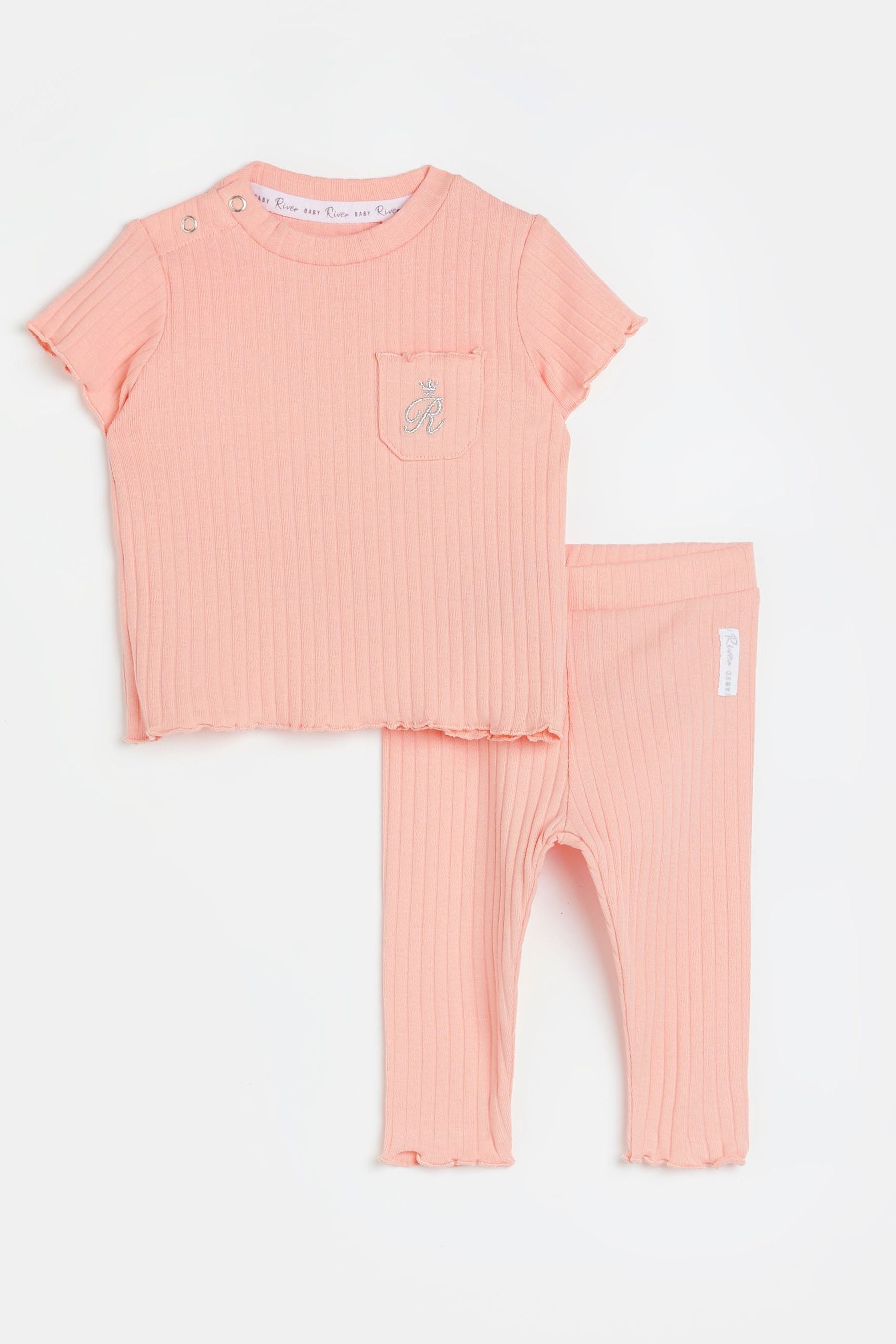 River Island Orange Ss Organic Pocket Rib Set