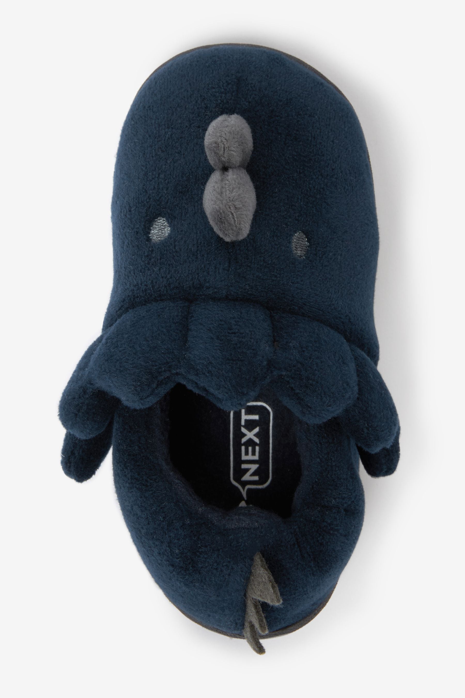 Navy Blue Dino Warm Lined 3D Animal Cupsole Slippers