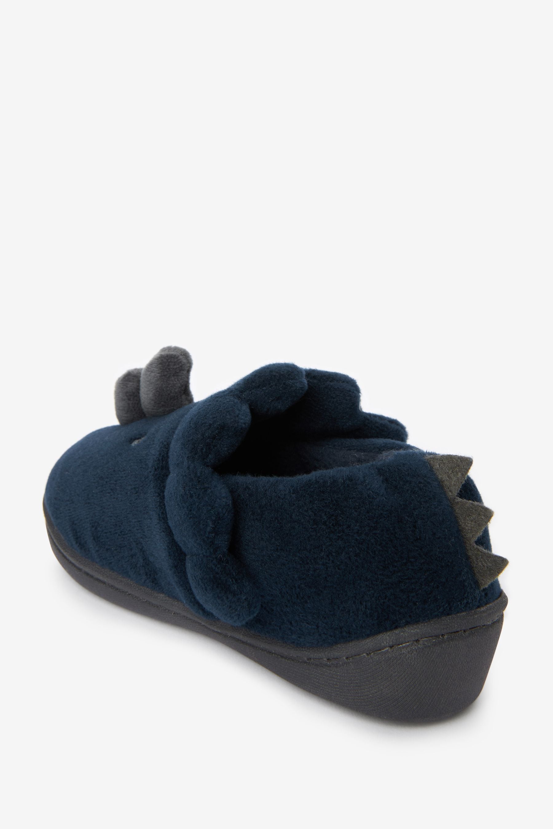 Navy Blue Dino Warm Lined 3D Animal Cupsole Slippers