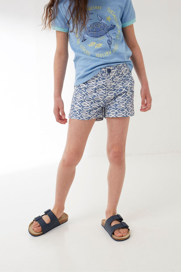 Blue FatFace Blue Fish Print Alice Chino Shorts