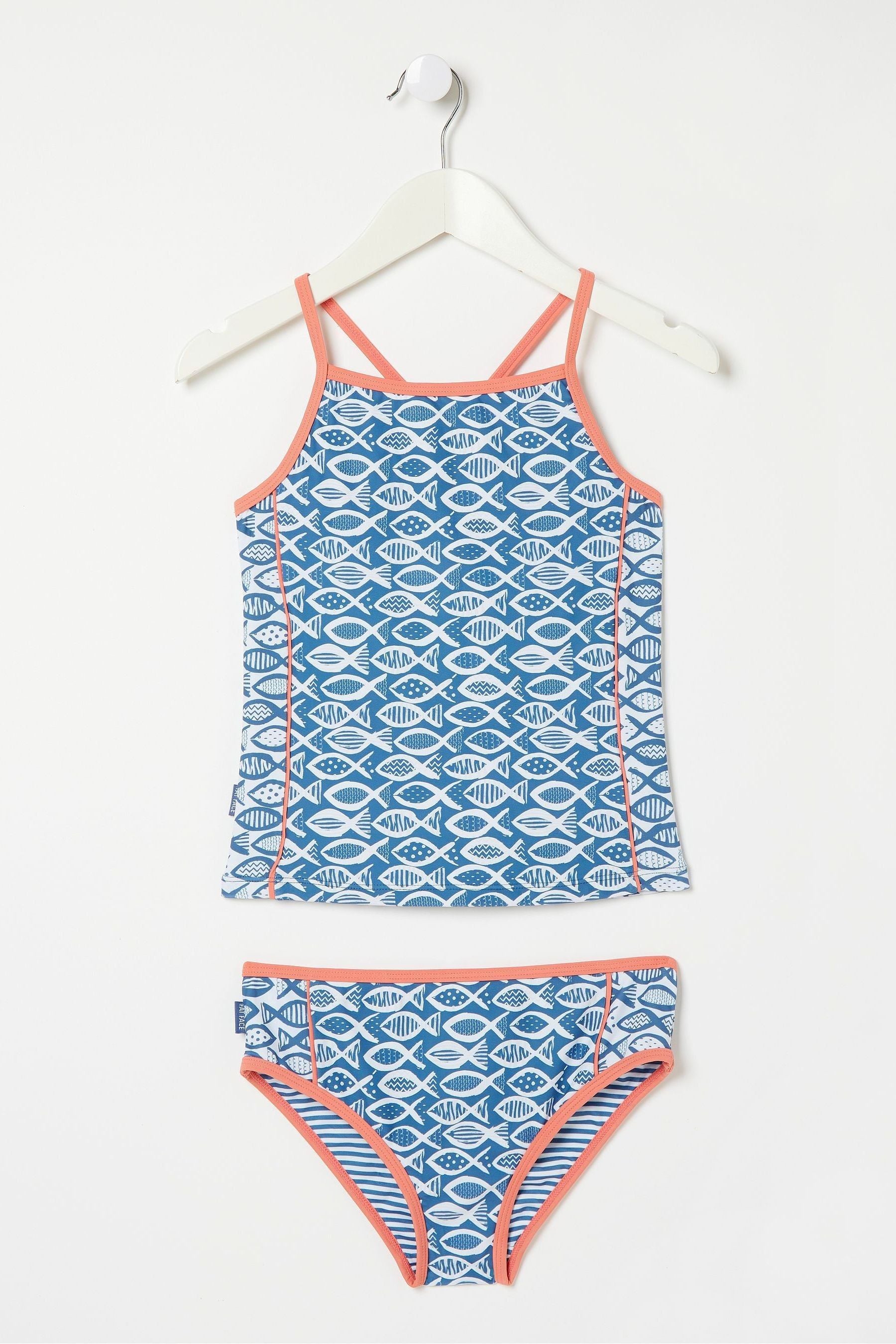 Blue FatFace Blue Fish Print Tankini Set