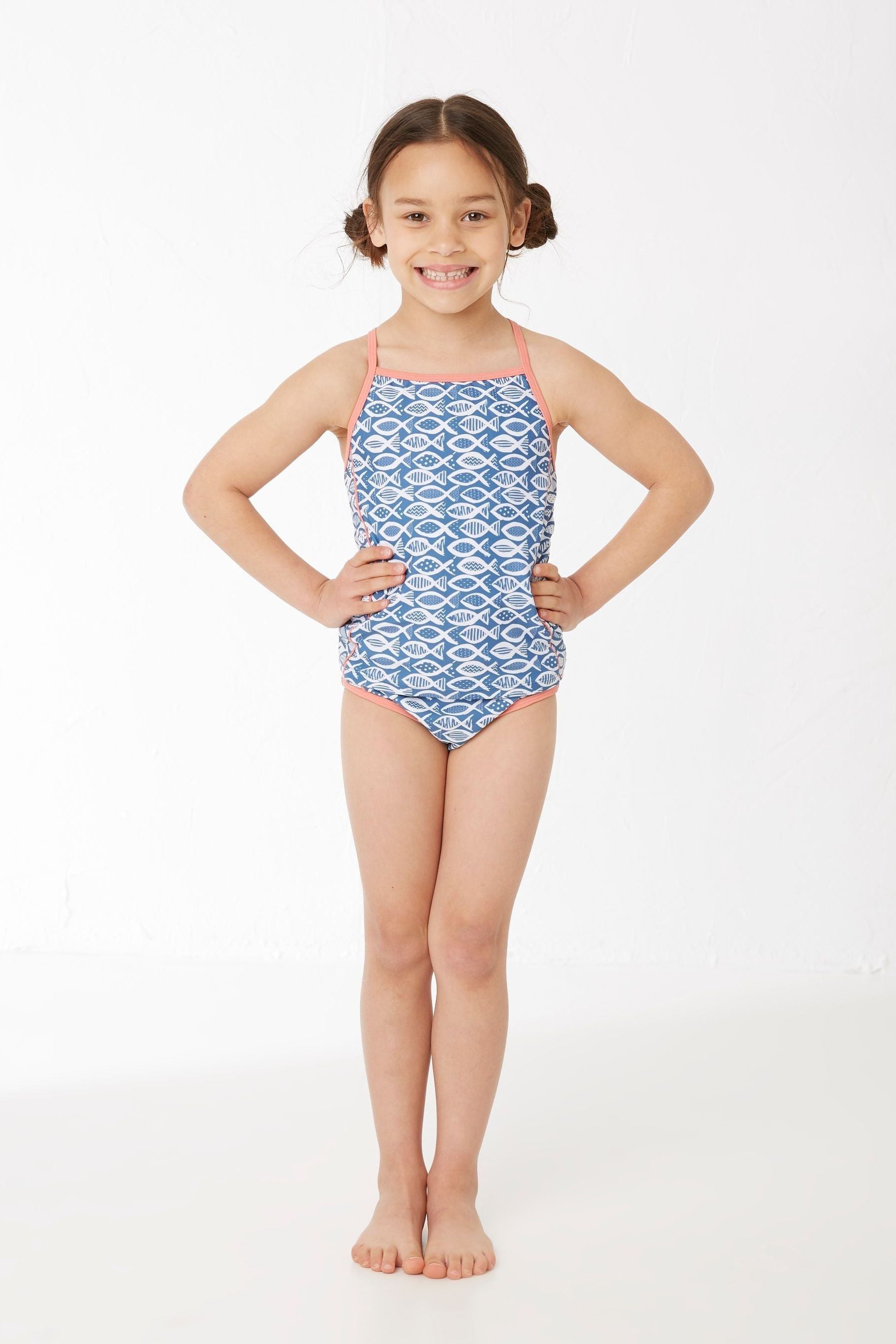 Blue FatFace Blue Fish Print Tankini Set