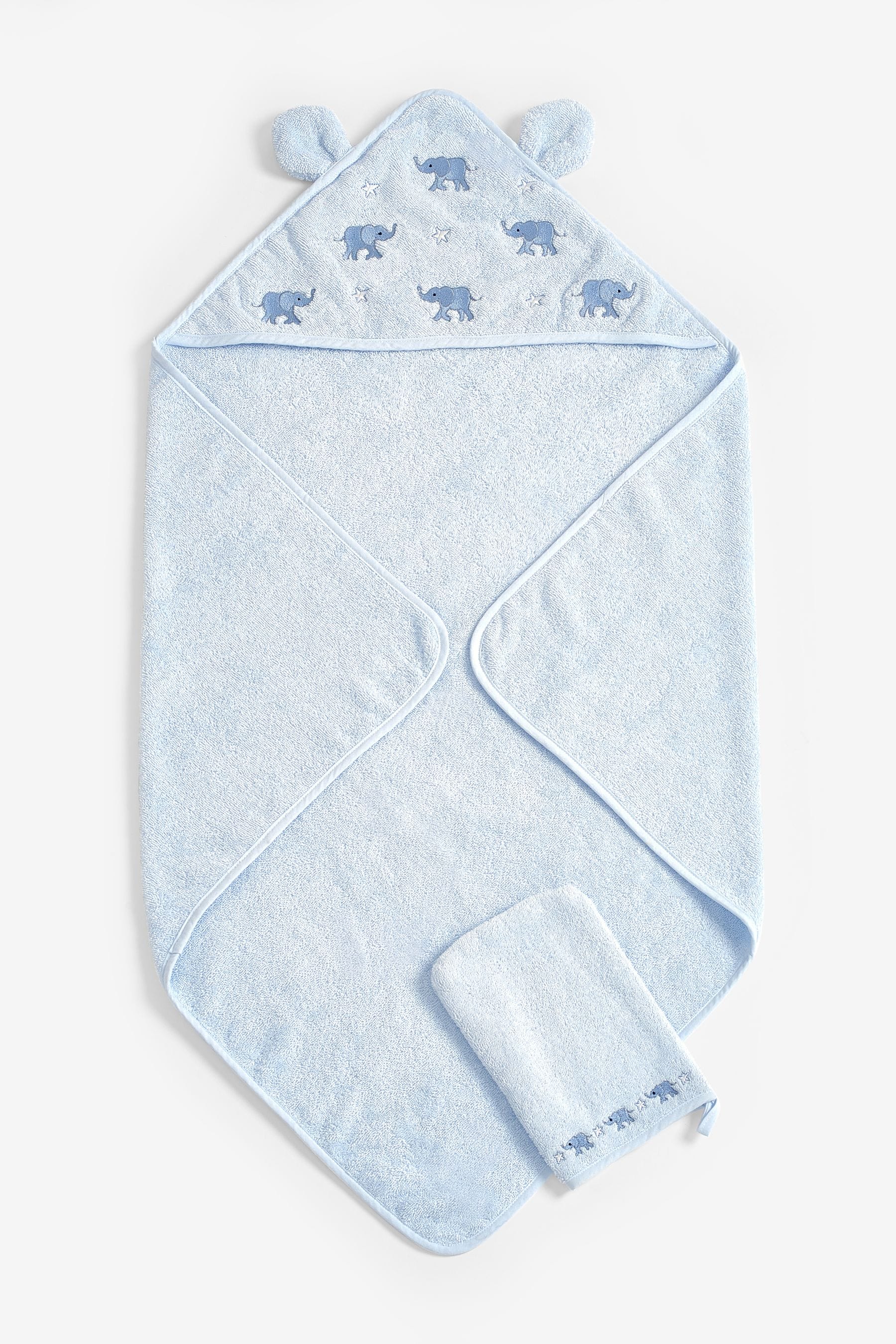 Blue Elephant Newborn Cotton Hooded Baby Towel