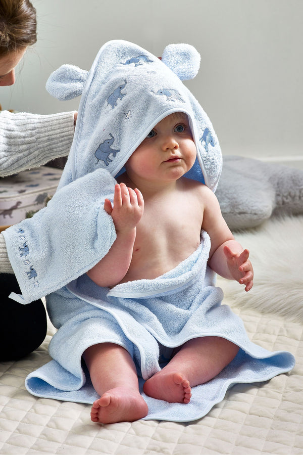 Blue Elephant Newborn Cotton Hooded Baby Towel