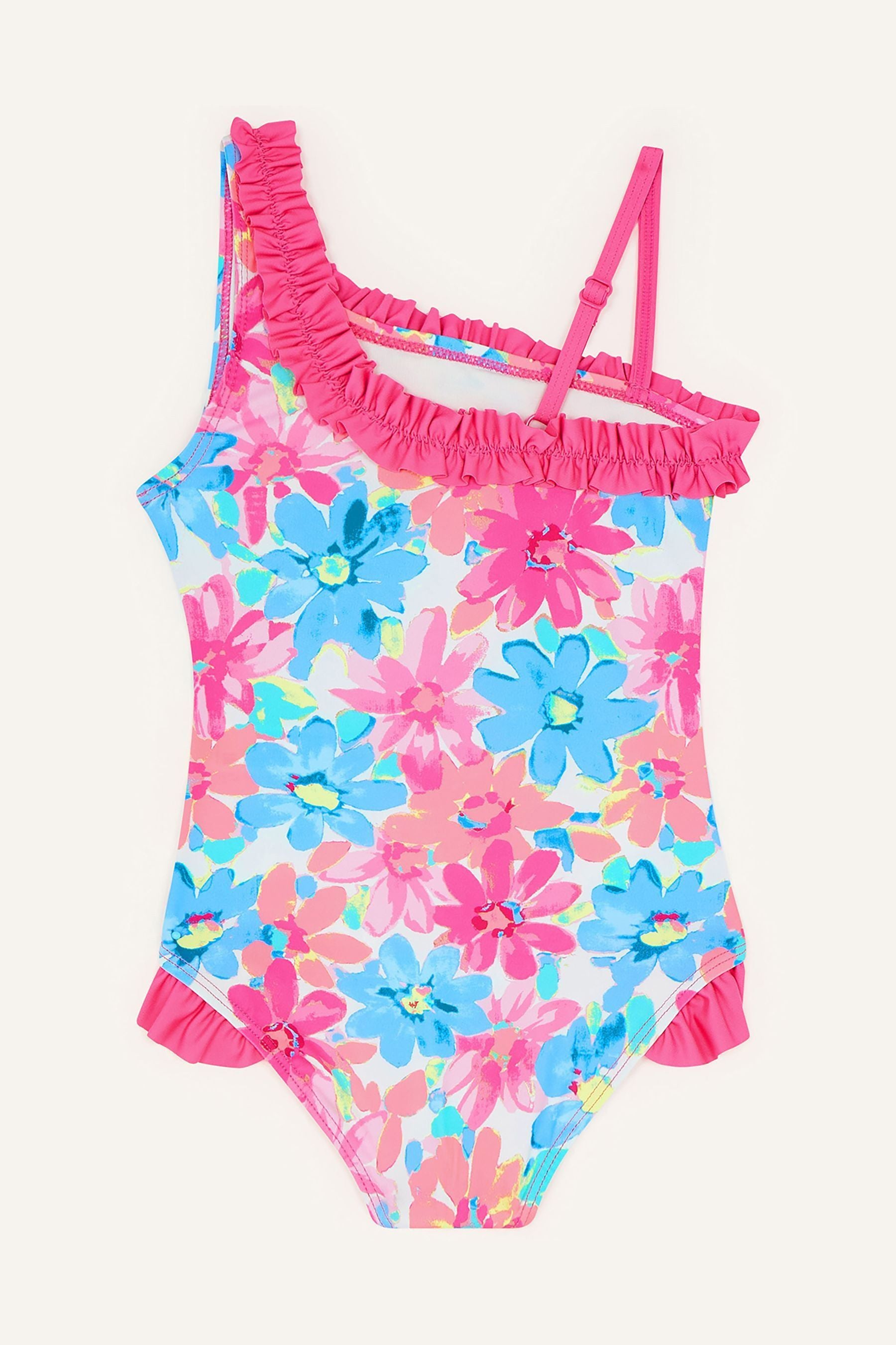 Pink Monsoon Pink Fluorescent Flower Frill Swimsuit