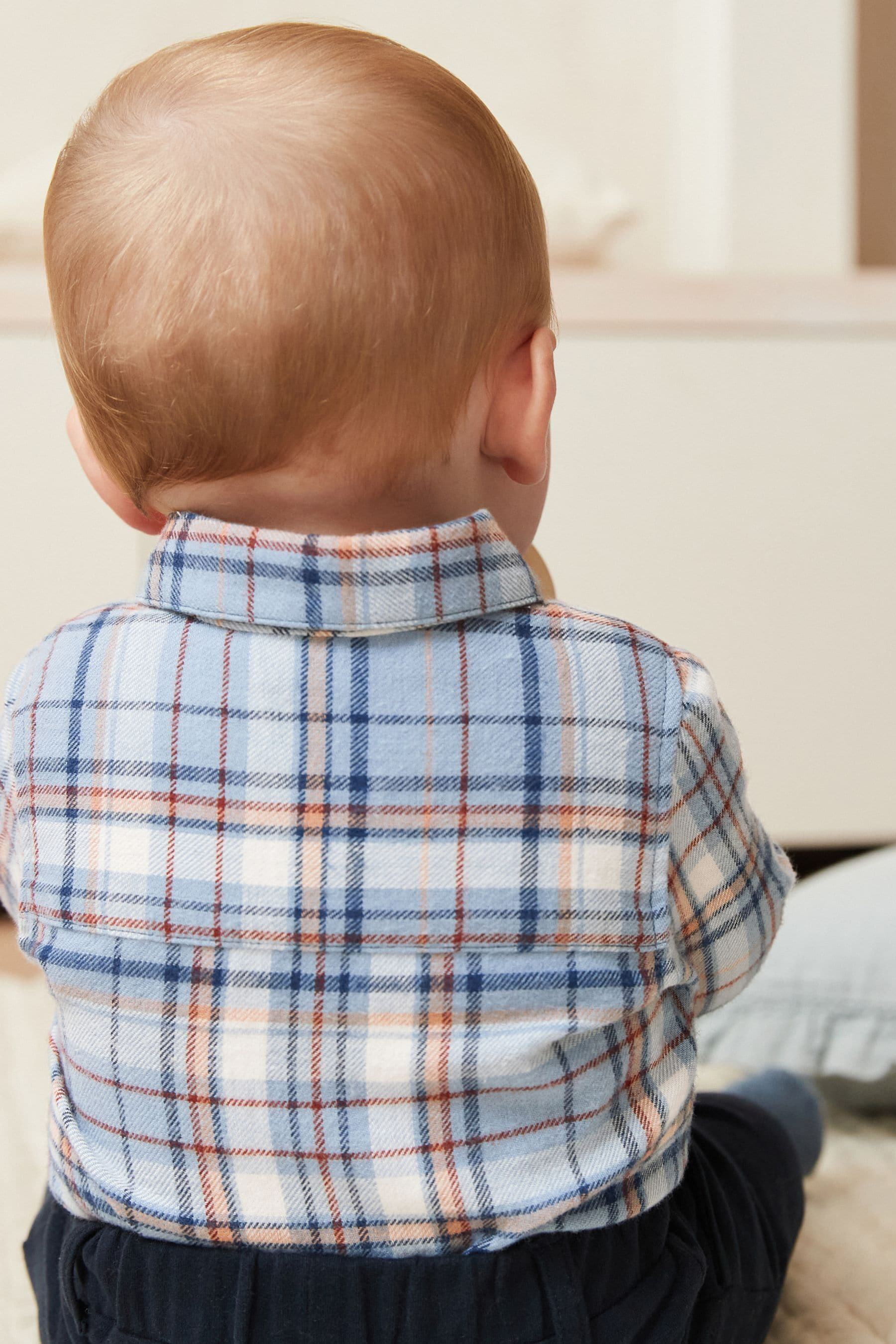 Blue Check Shirt Baby Bodysuit