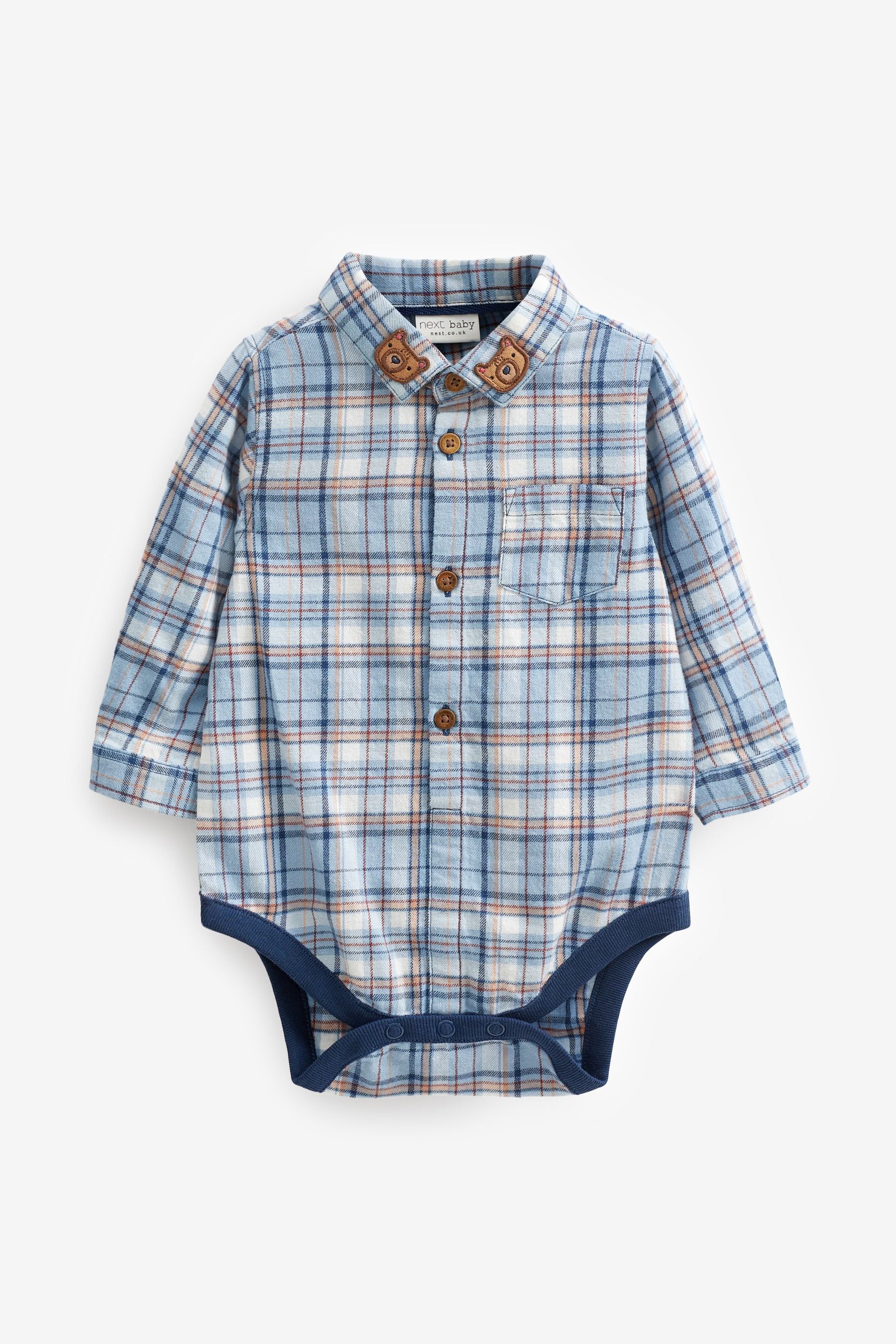 Blue Check Shirt Baby Bodysuit