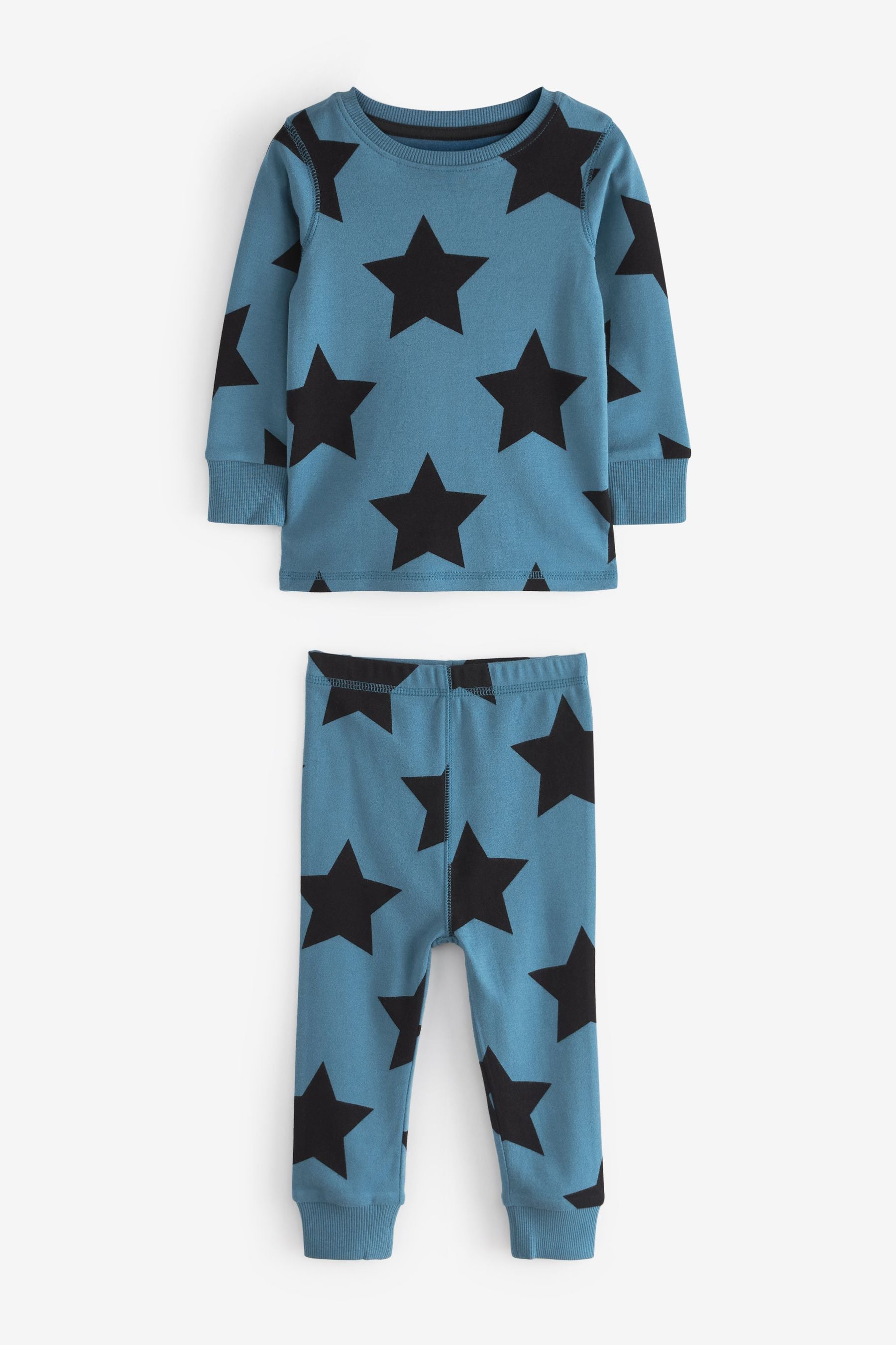 Khaki Green/Blue/White Star 3 Pack Snuggle Long Sleeve Pyjamas (9mths-10yrs)