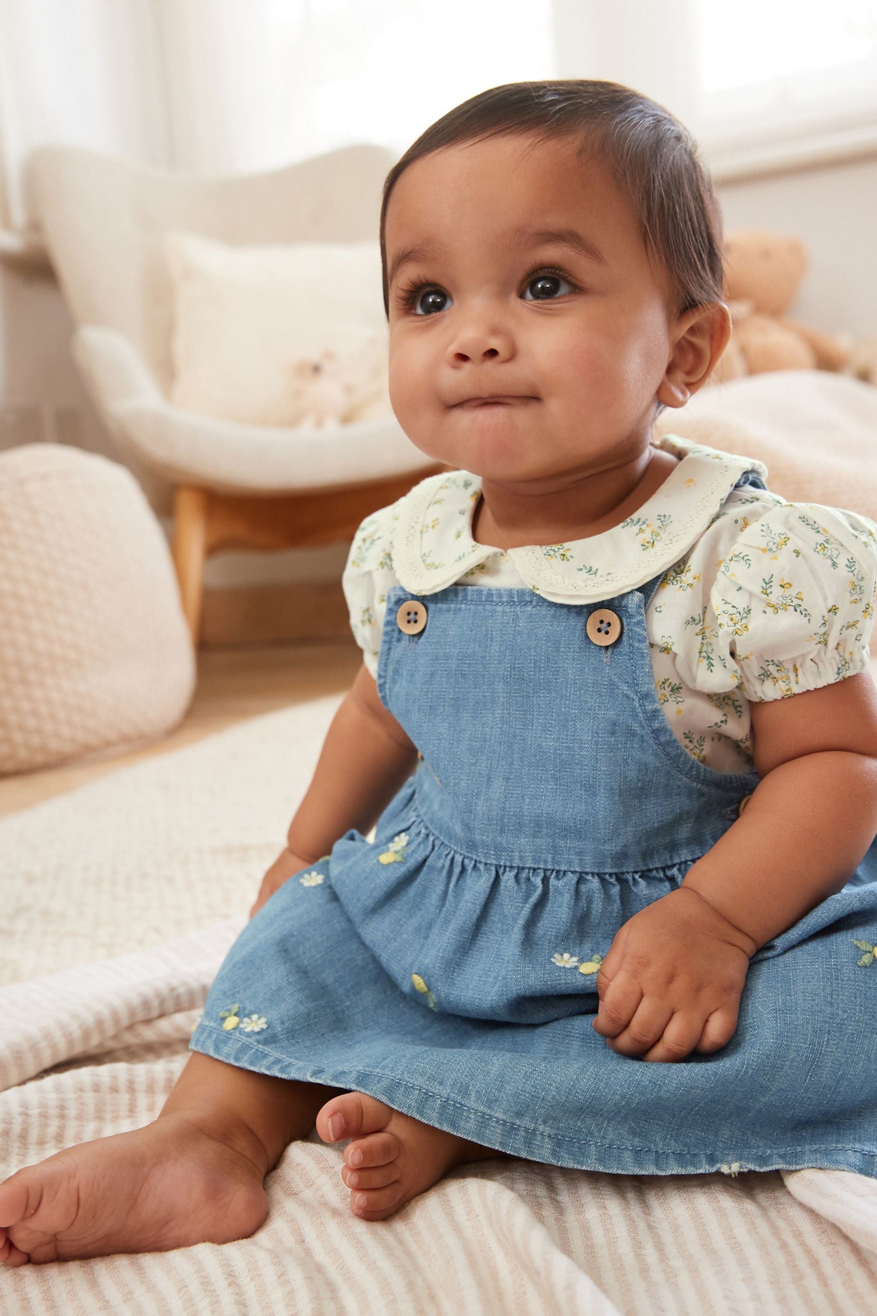 Denim Baby Pinafore And Bodysuit 2 Piece Set (0mths-2yrs)