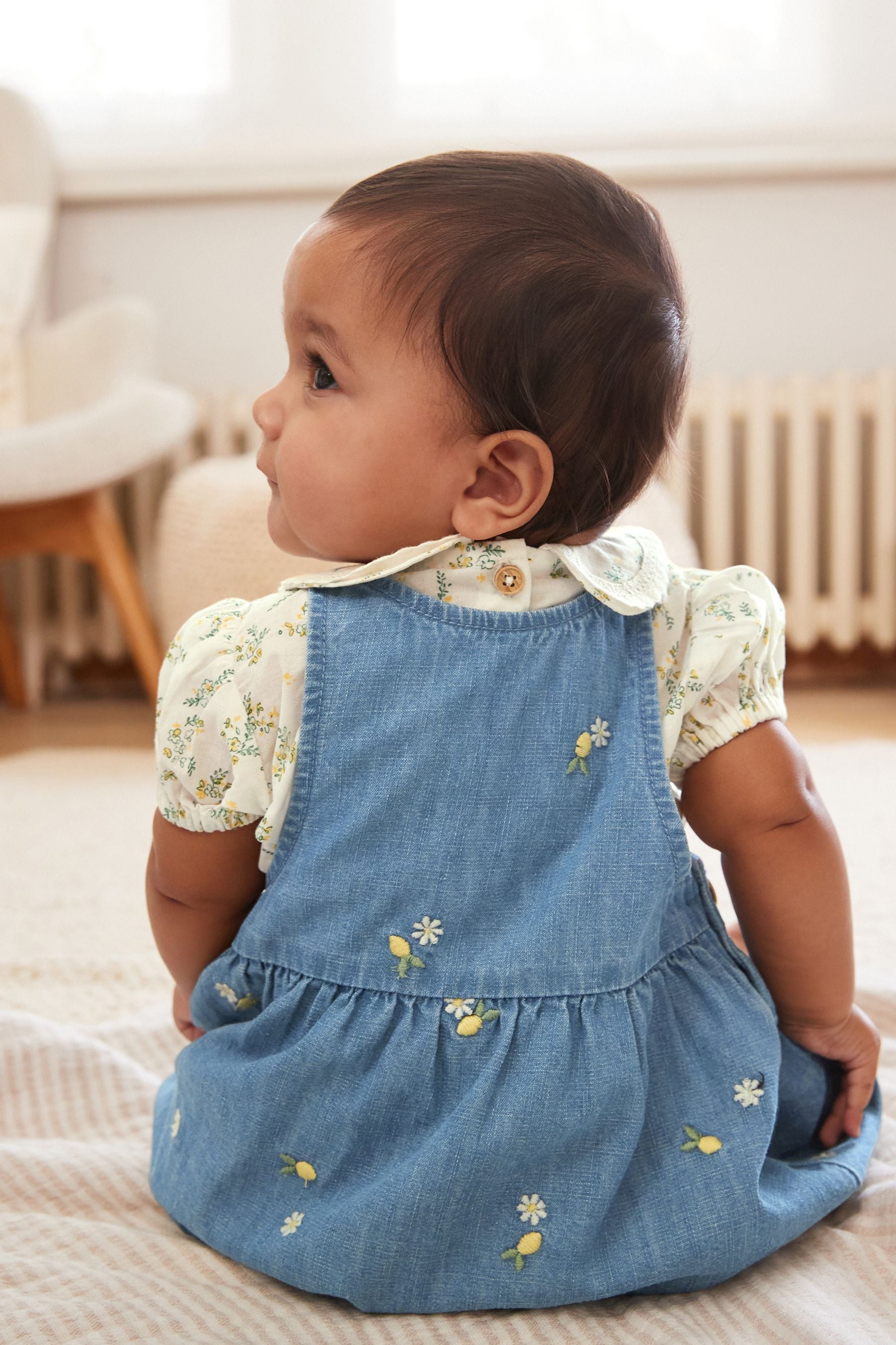 Denim Baby Pinafore And Bodysuit 2 Piece Set (0mths-2yrs)