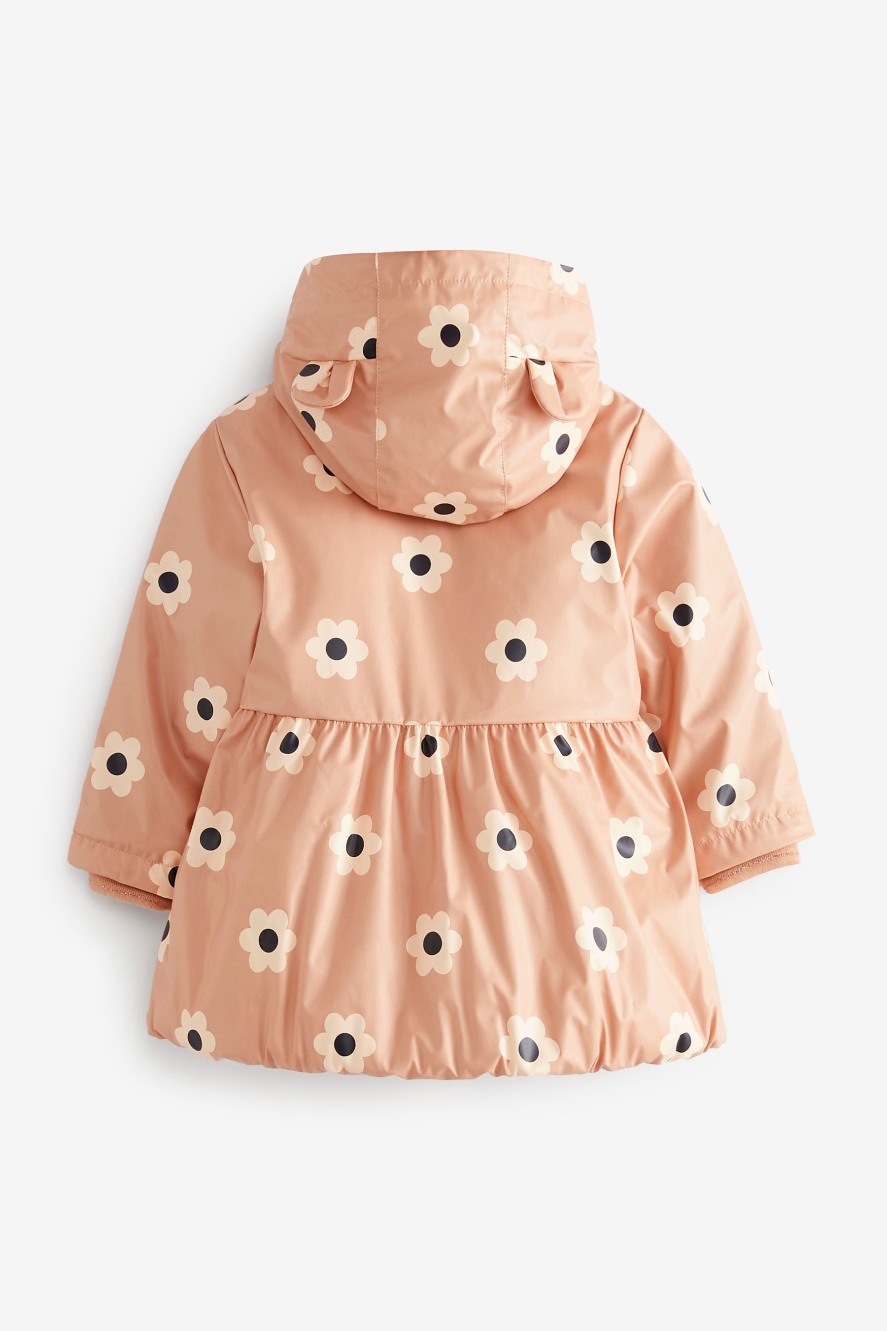 Cream Shower Resistant Printed Frill Hem Coat (3mths-7yrs)