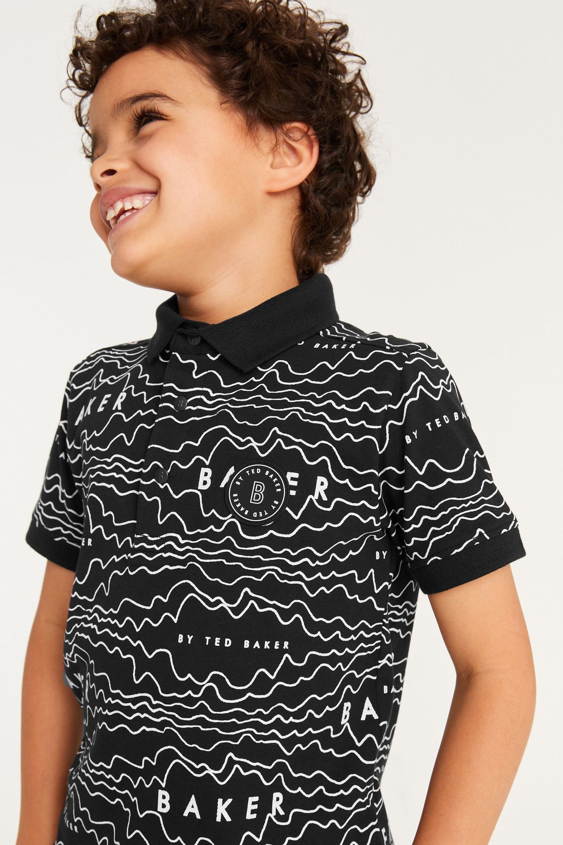 Baker by Ted Baker Black Printed Polo Shirt