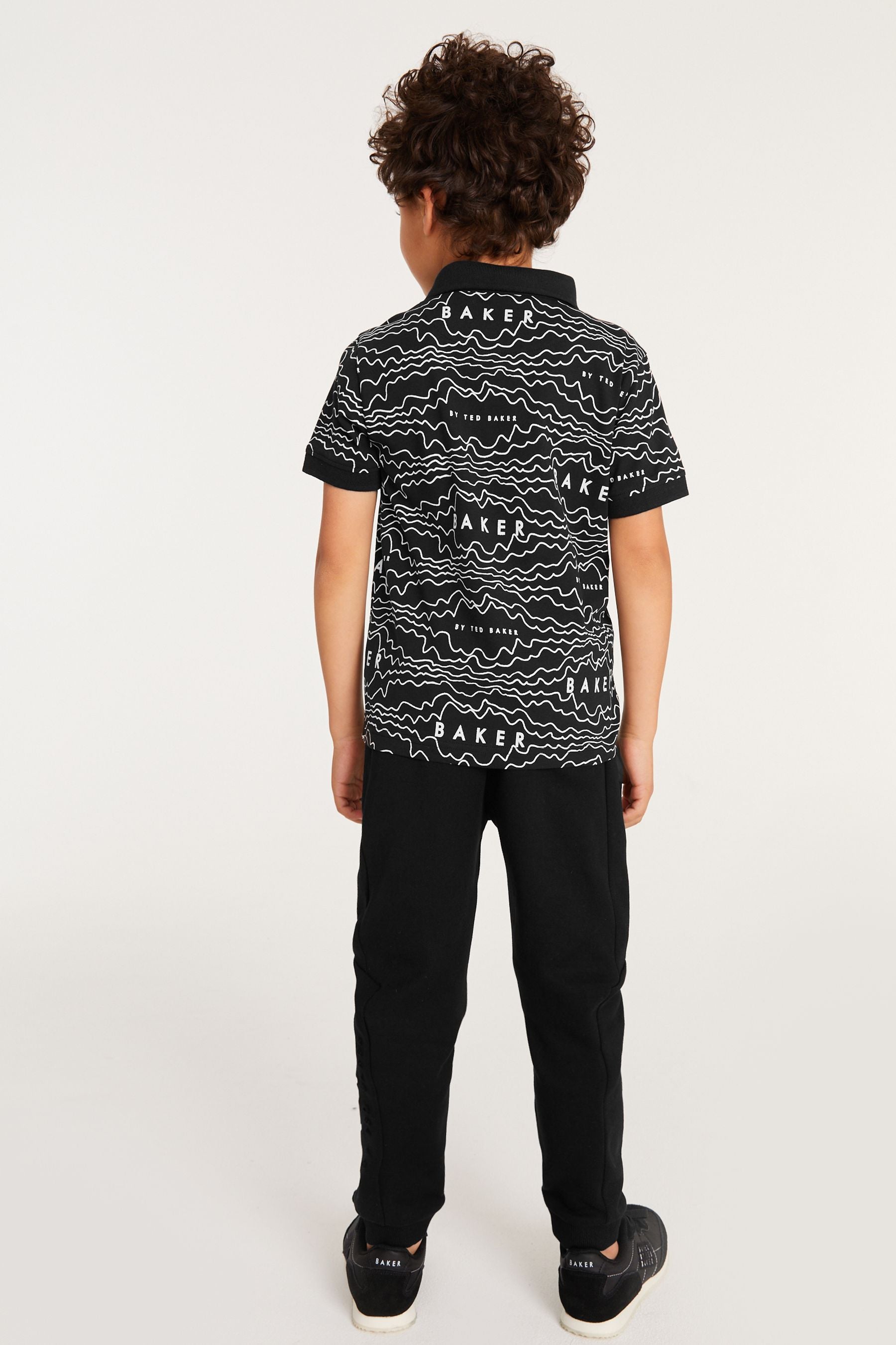 Baker by Ted Baker Black Printed Polo Shirt