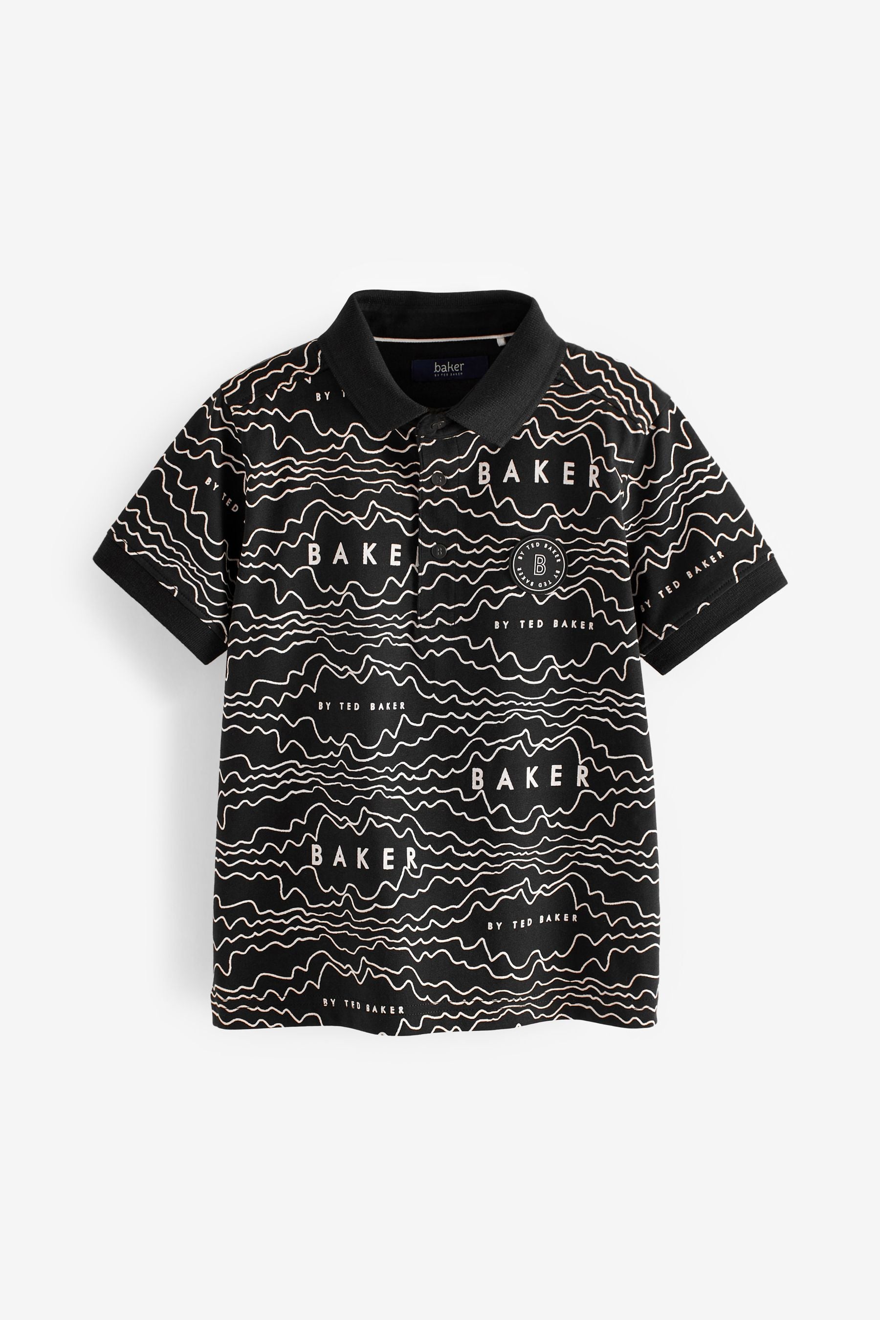 Baker by Ted Baker Black Printed Polo Shirt