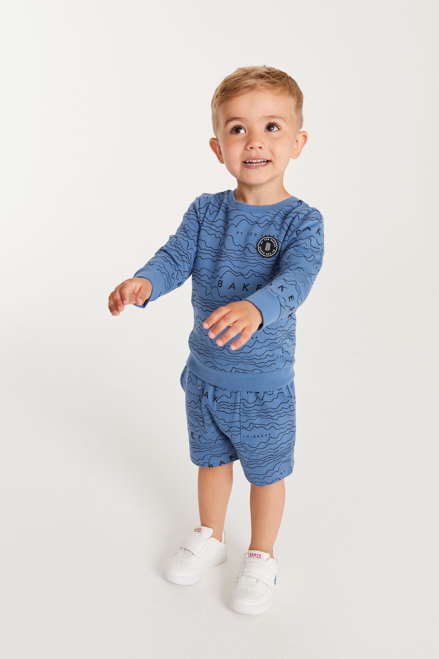 Baker by Ted Baker Blue Printed Sweatshirt And Shorts Set