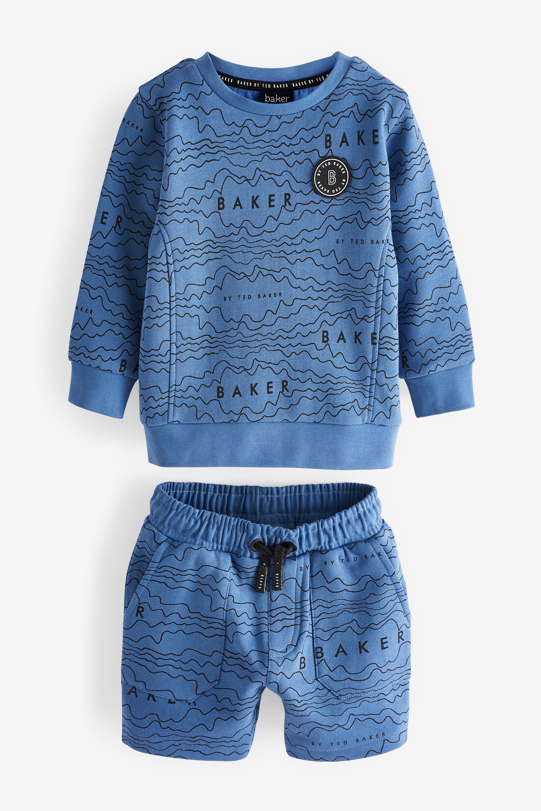 Baker by Ted Baker Blue Printed Sweatshirt And Shorts Set