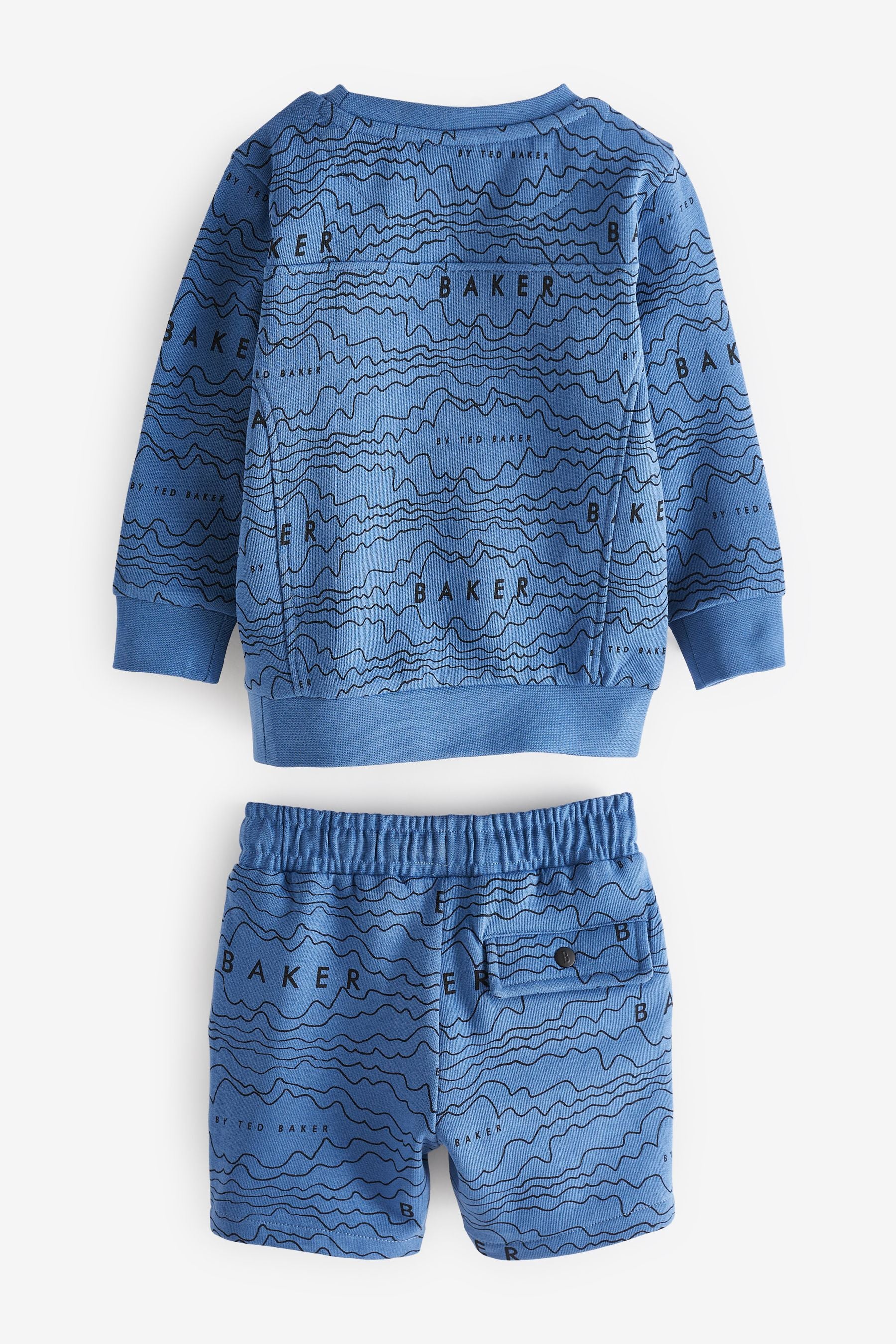 Baker by Ted Baker Blue Printed Sweatshirt And Shorts Set