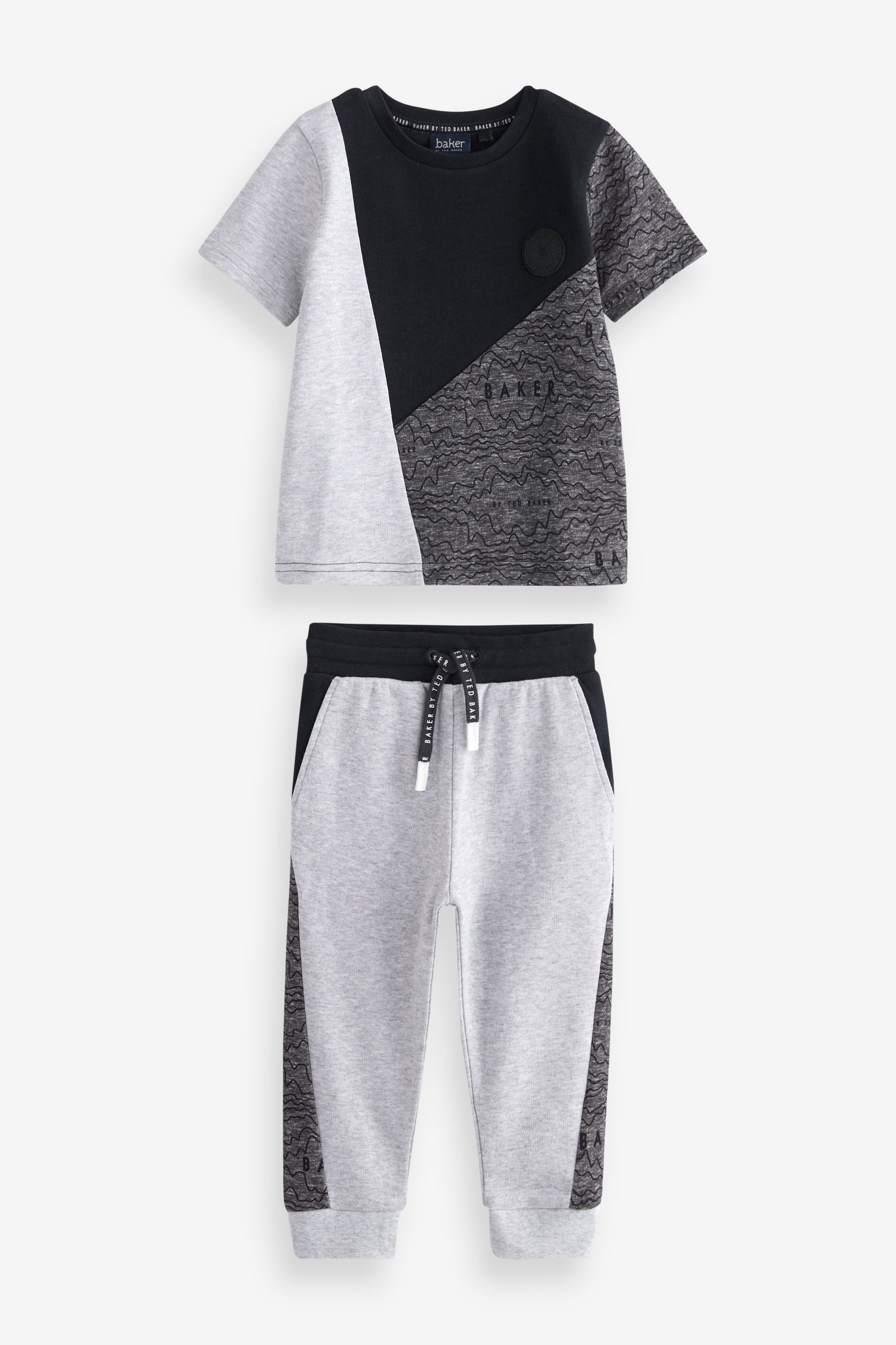 Baker by Ted Baker Grey Colourblock T-Shirt And Joggers Set