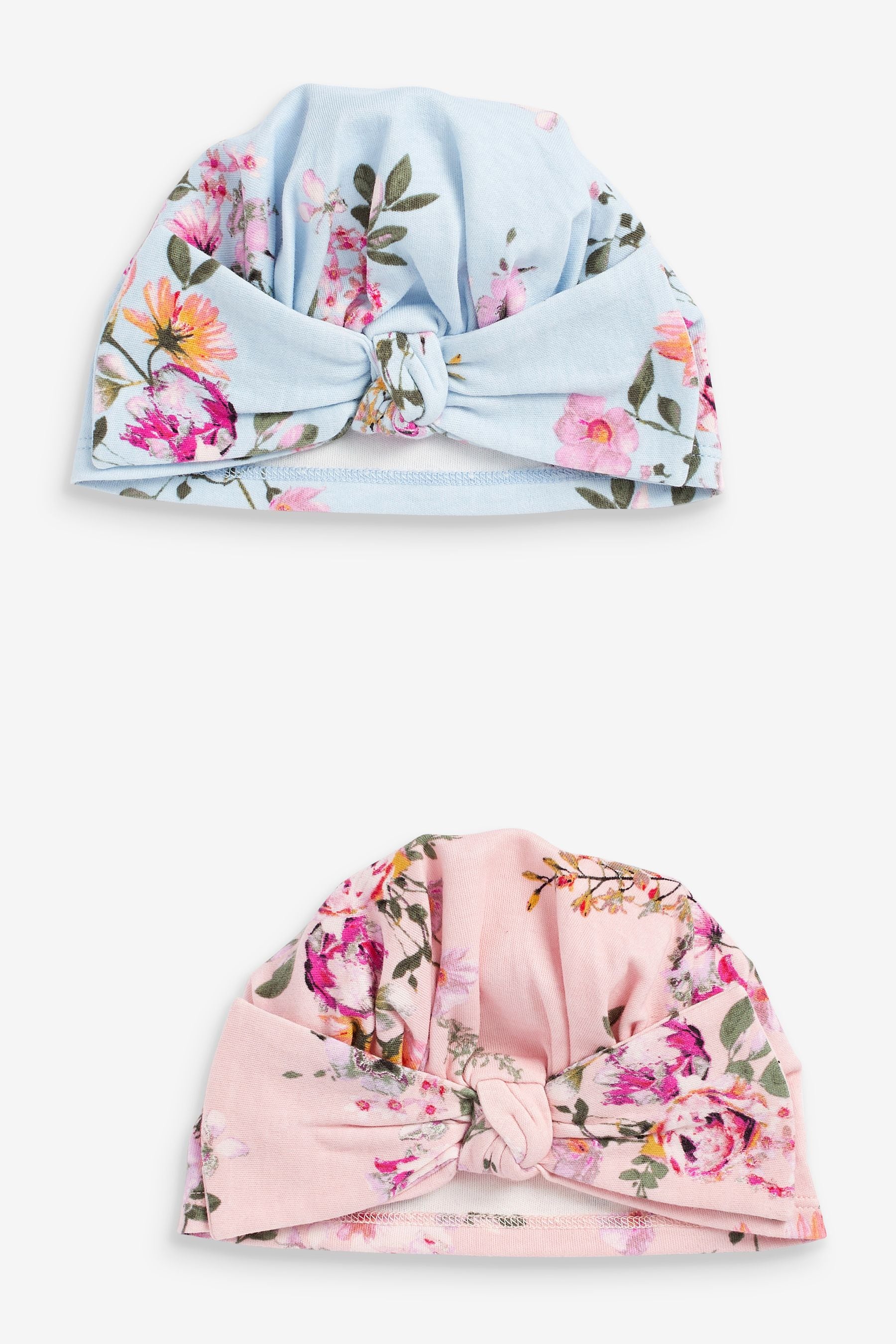 Pink/Blue Floral Baby Turbans 2 Pack (0mths-2yrs)