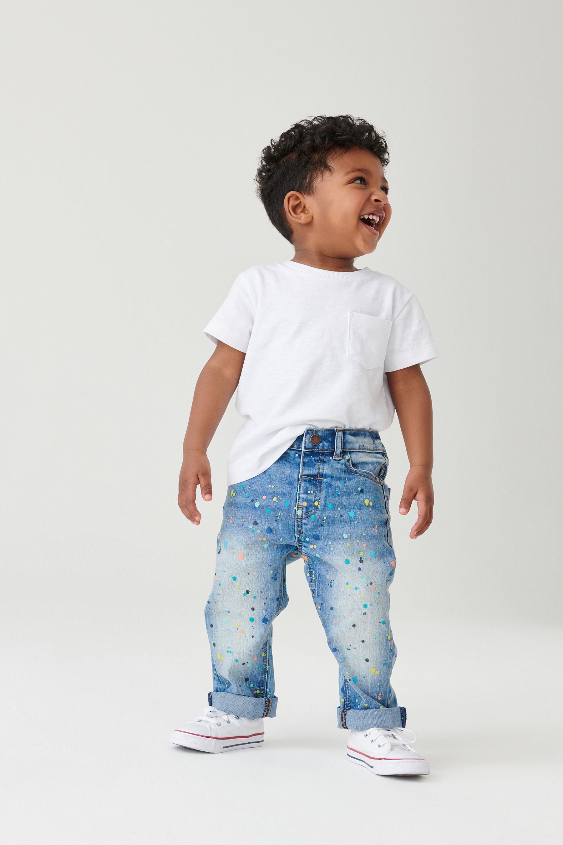 Light Blue Paint Splat Comfort Stretch Jeans (3mths-7yrs)