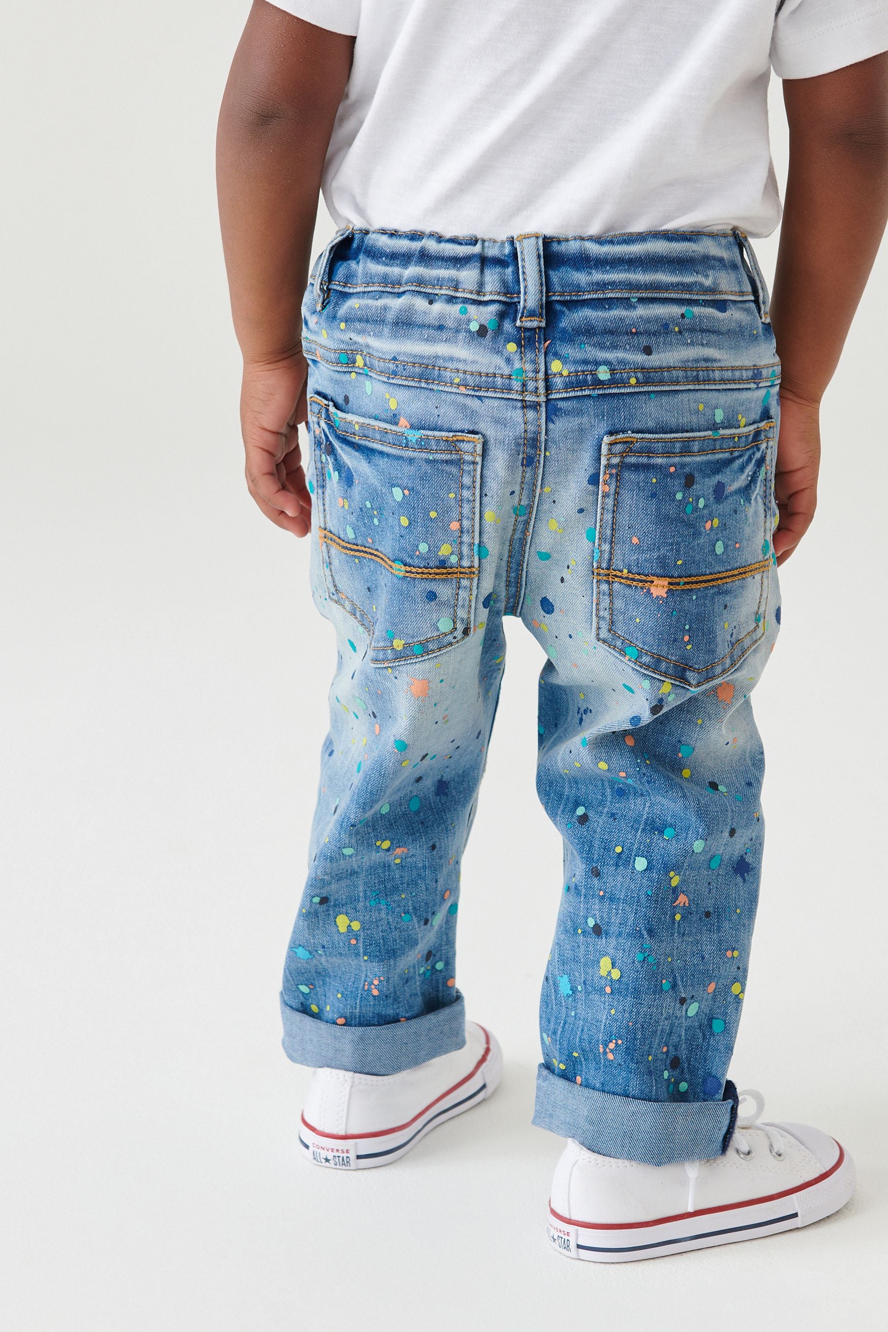 Light Blue Paint Splat Comfort Stretch Jeans (3mths-7yrs)