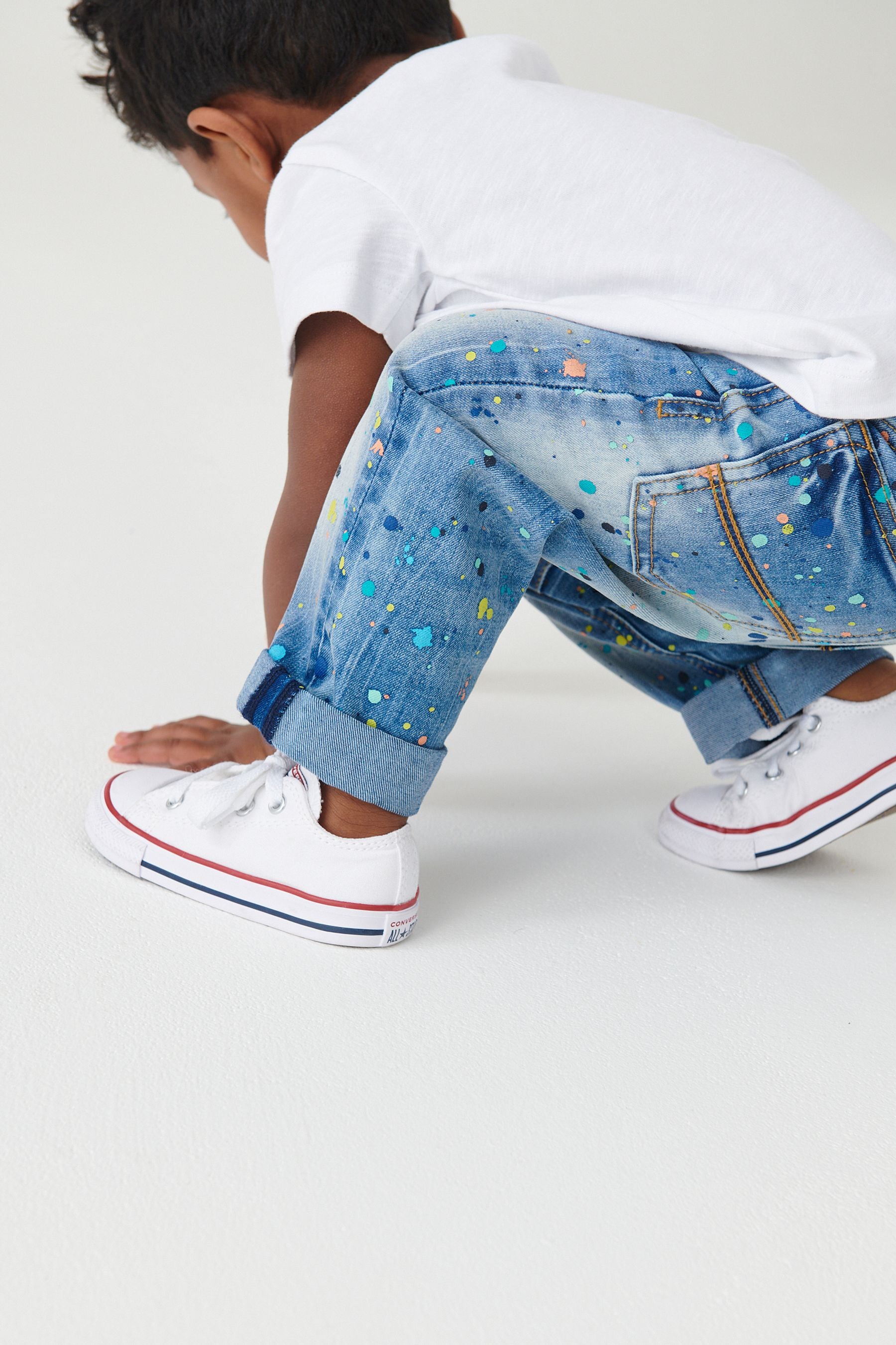 Light Blue Paint Splat Comfort Stretch Jeans (3mths-7yrs)