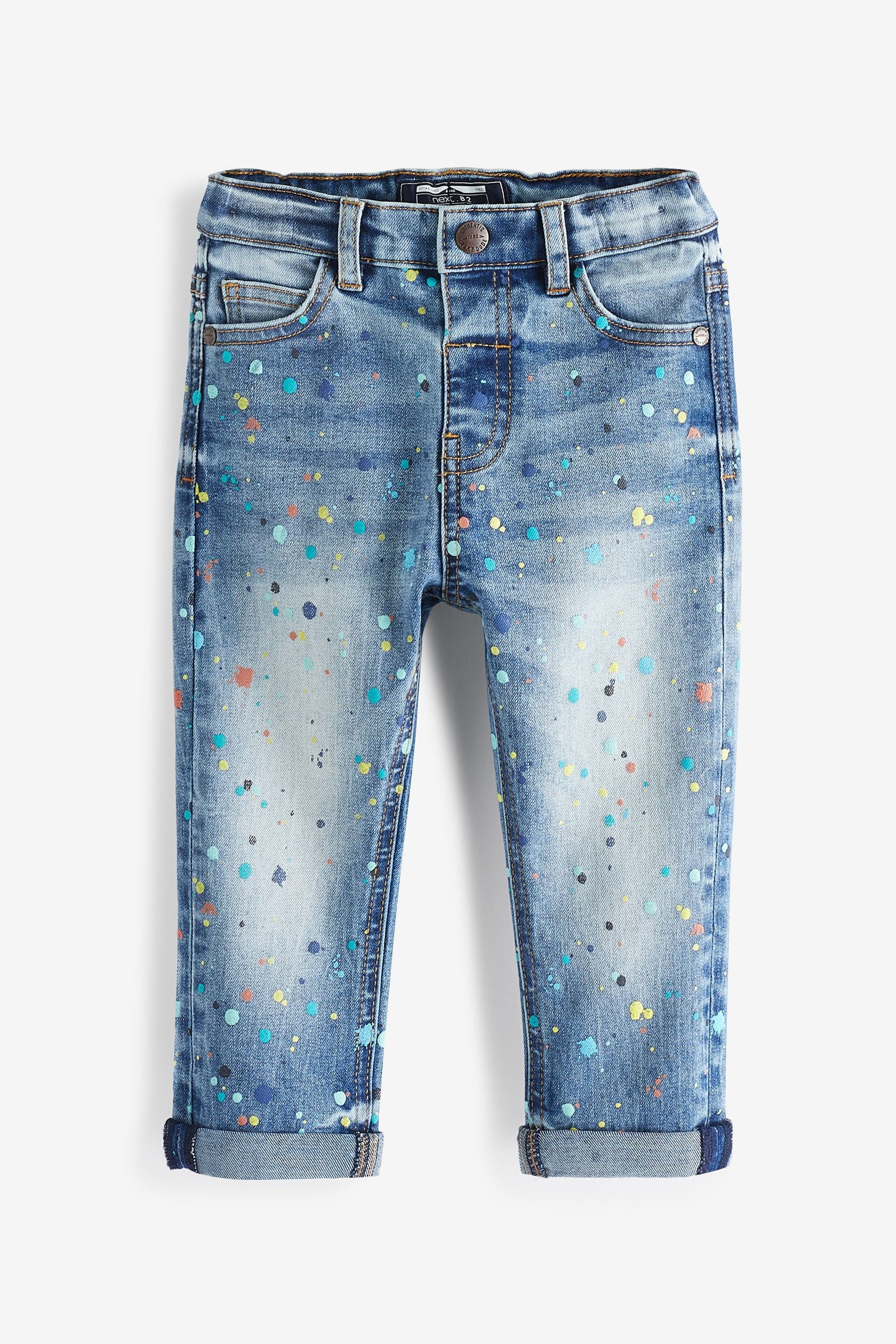 Light Blue Paint Splat Comfort Stretch Jeans (3mths-7yrs)