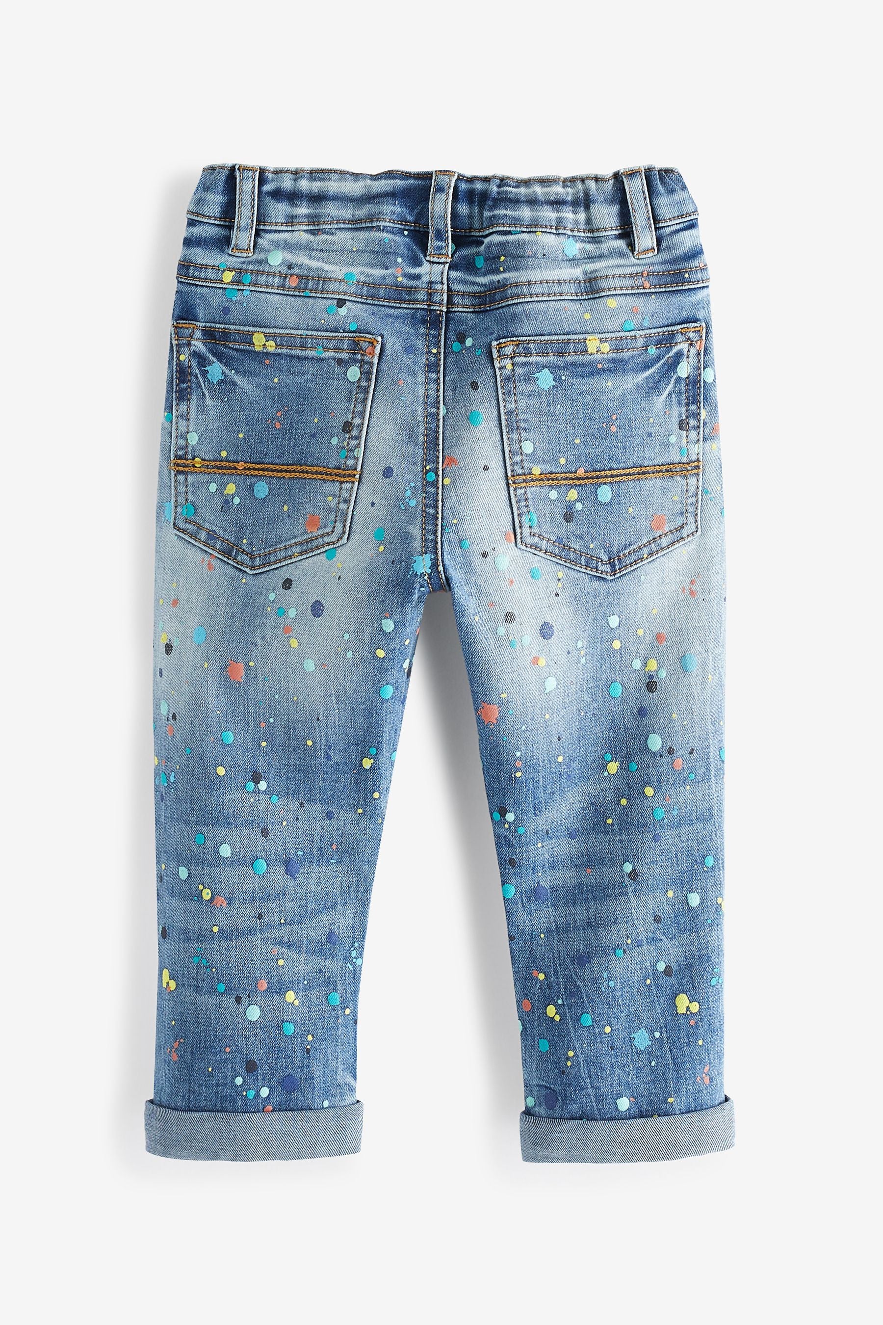 Light Blue Paint Splat Comfort Stretch Jeans (3mths-7yrs)