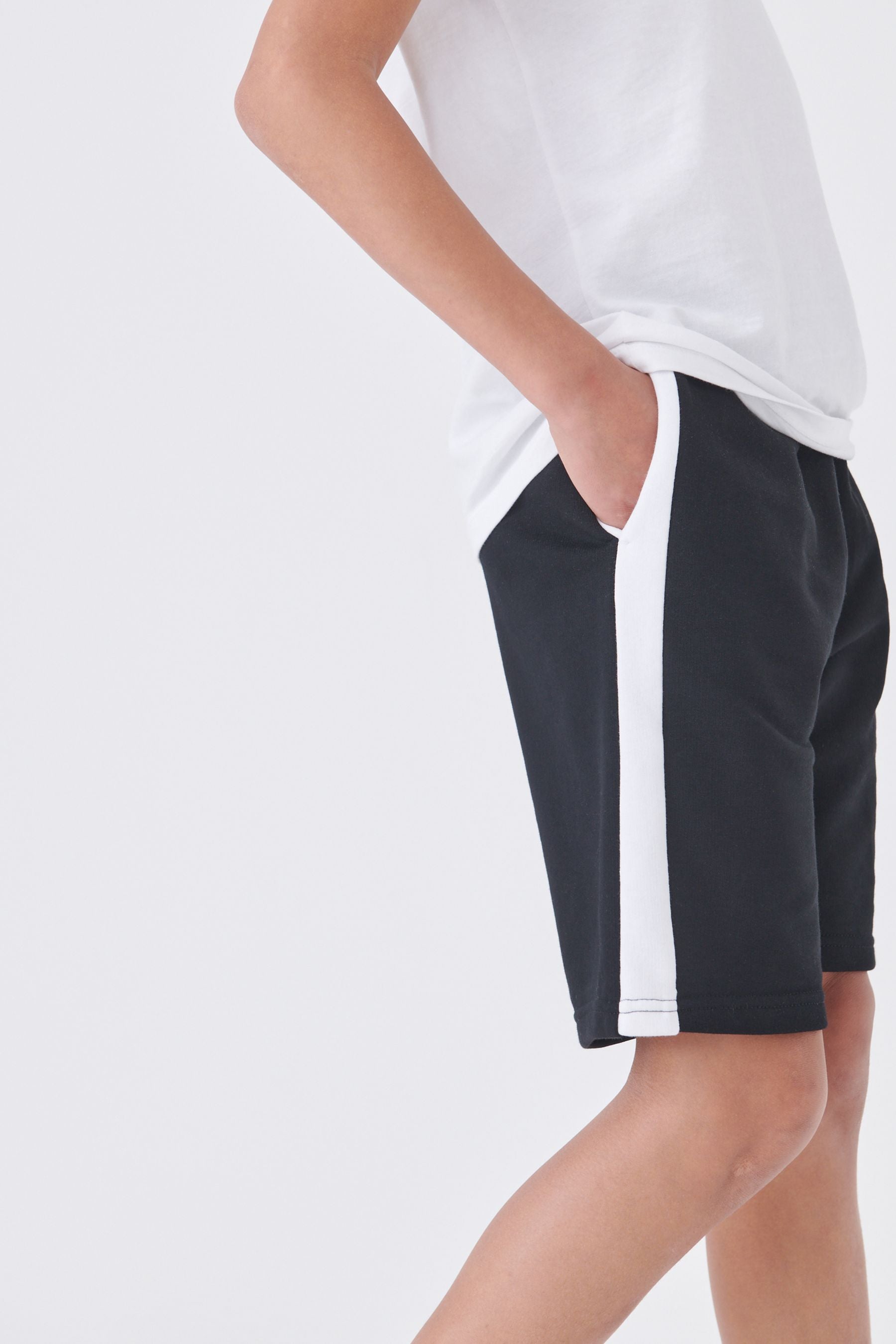 Black Colourblock Jersey Shorts (3-16yrs)