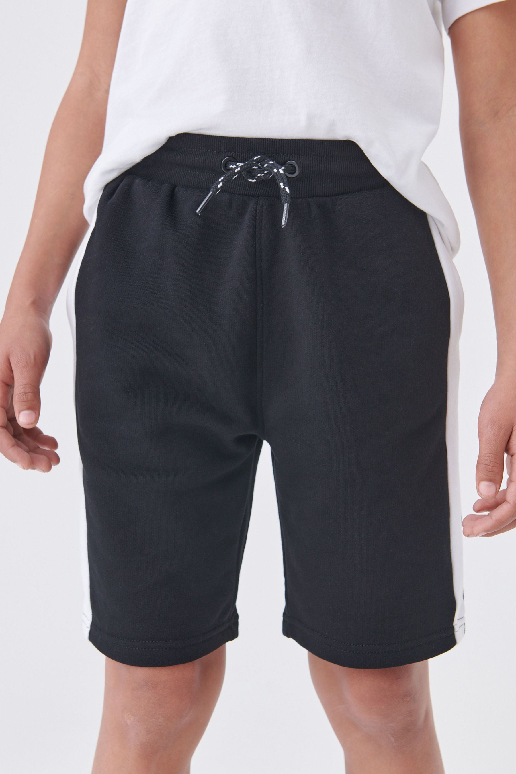 Black Colourblock Jersey Shorts (3-16yrs)