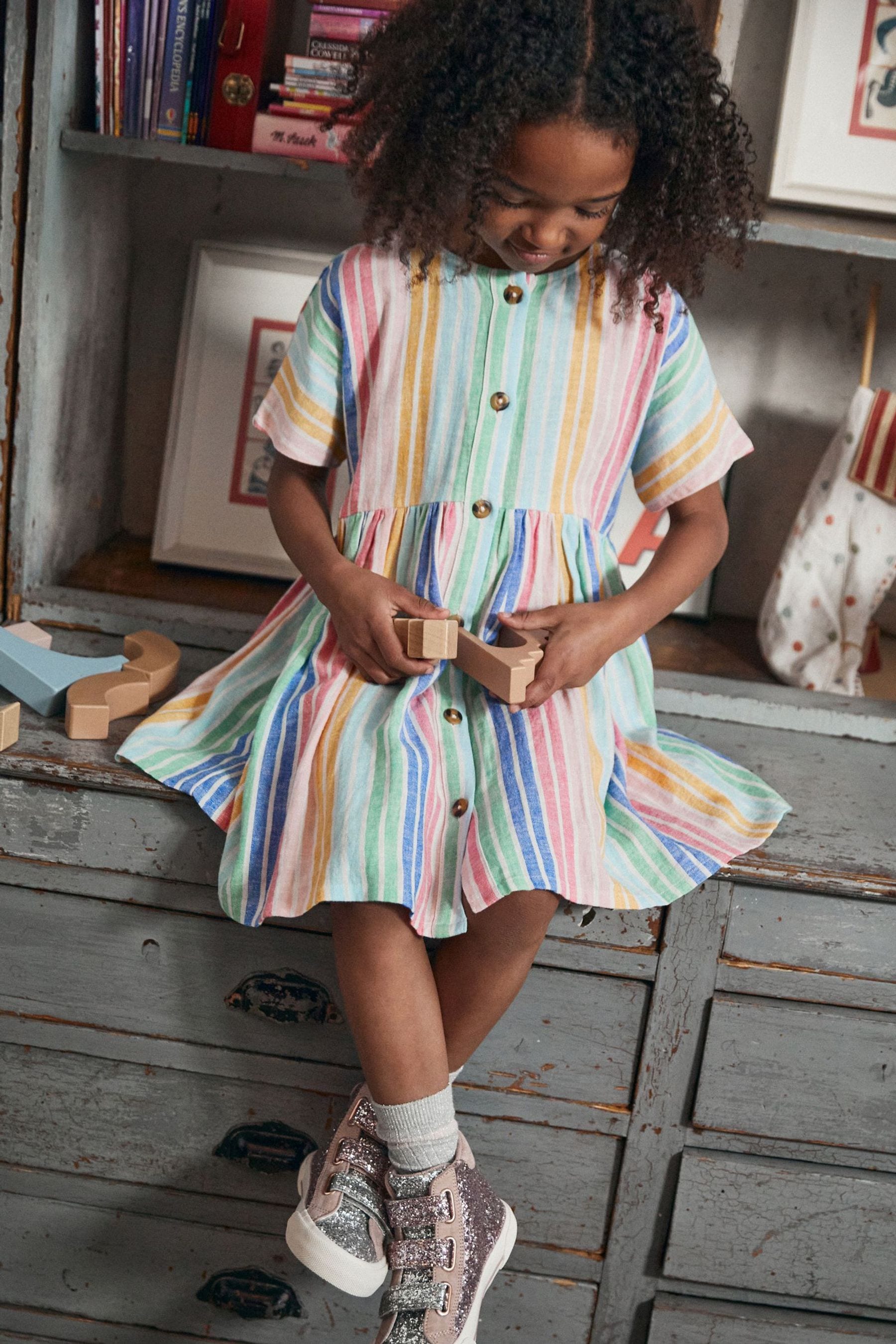 Pastel Rainbow Stripe Relaxed Dress (3-16yrs)