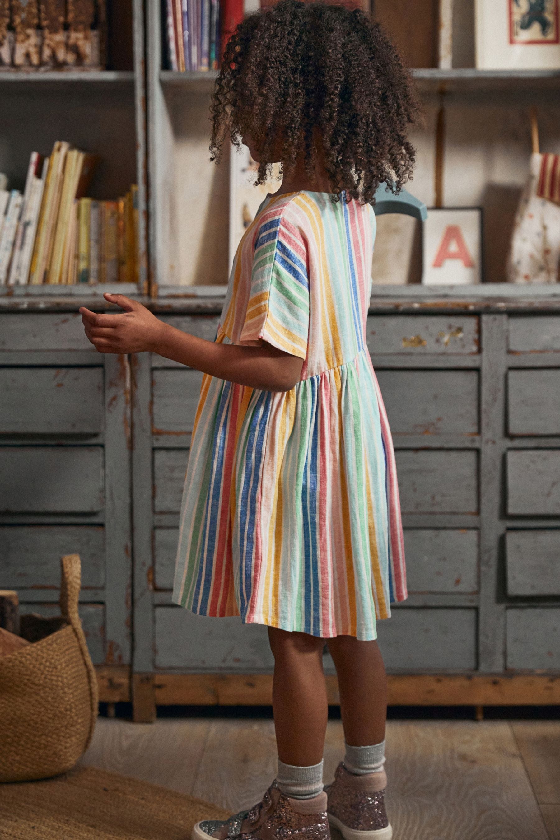 Pastel Rainbow Stripe Relaxed Dress (3-16yrs)