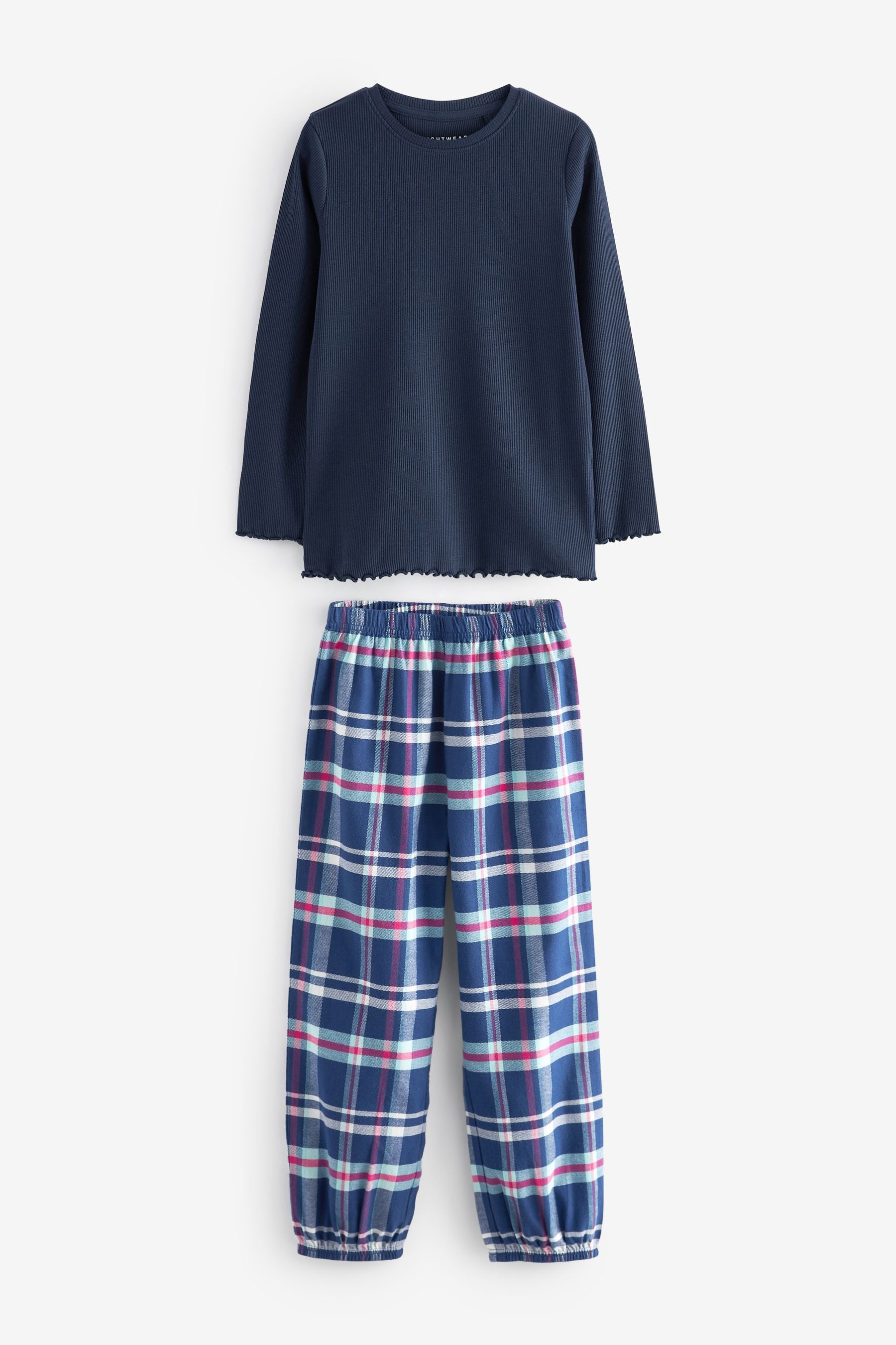 Navy/Purple Woven Check Pyjamas 2 Packs (3-16yrs)