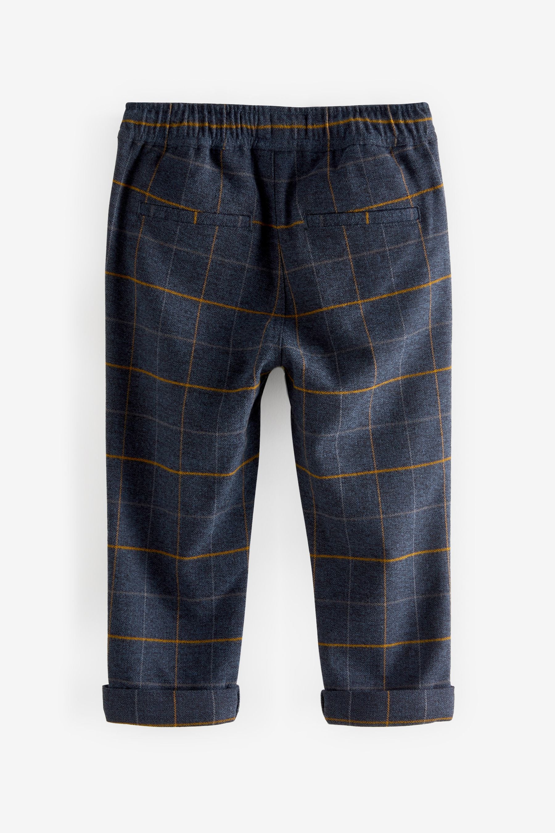 Navy Blue Pull-On Check Trousers (3mths-7yrs)