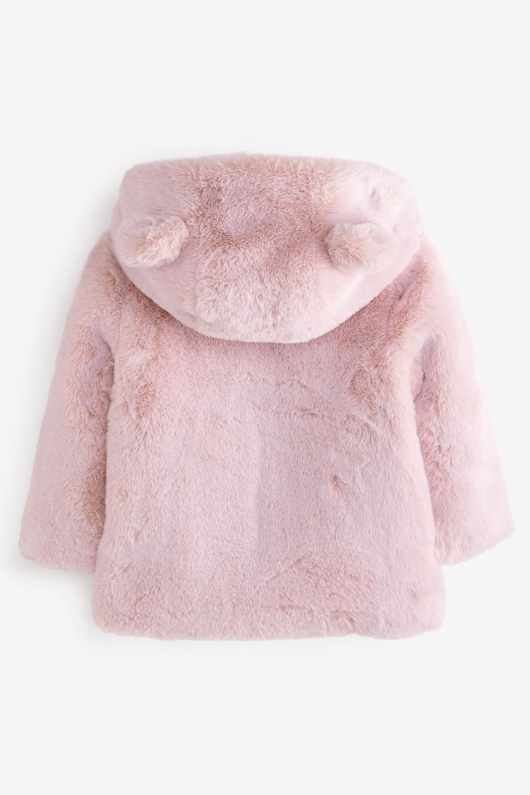 Pink Cosy Faux Fur Character Ears Coat (12mths-7yrs)