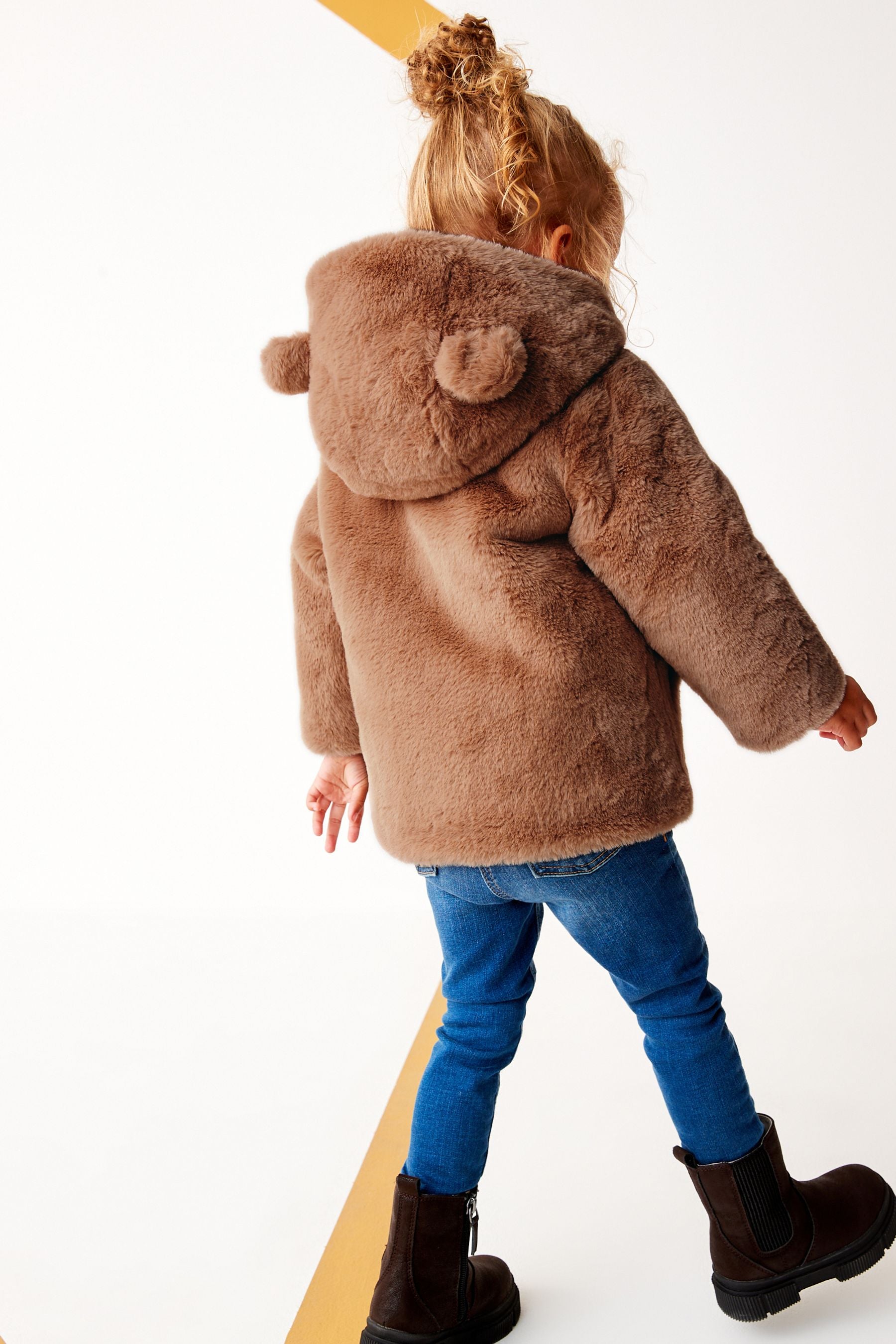 Camel Cosy Faux Fur Character Ears Coat (12mths-7yrs)