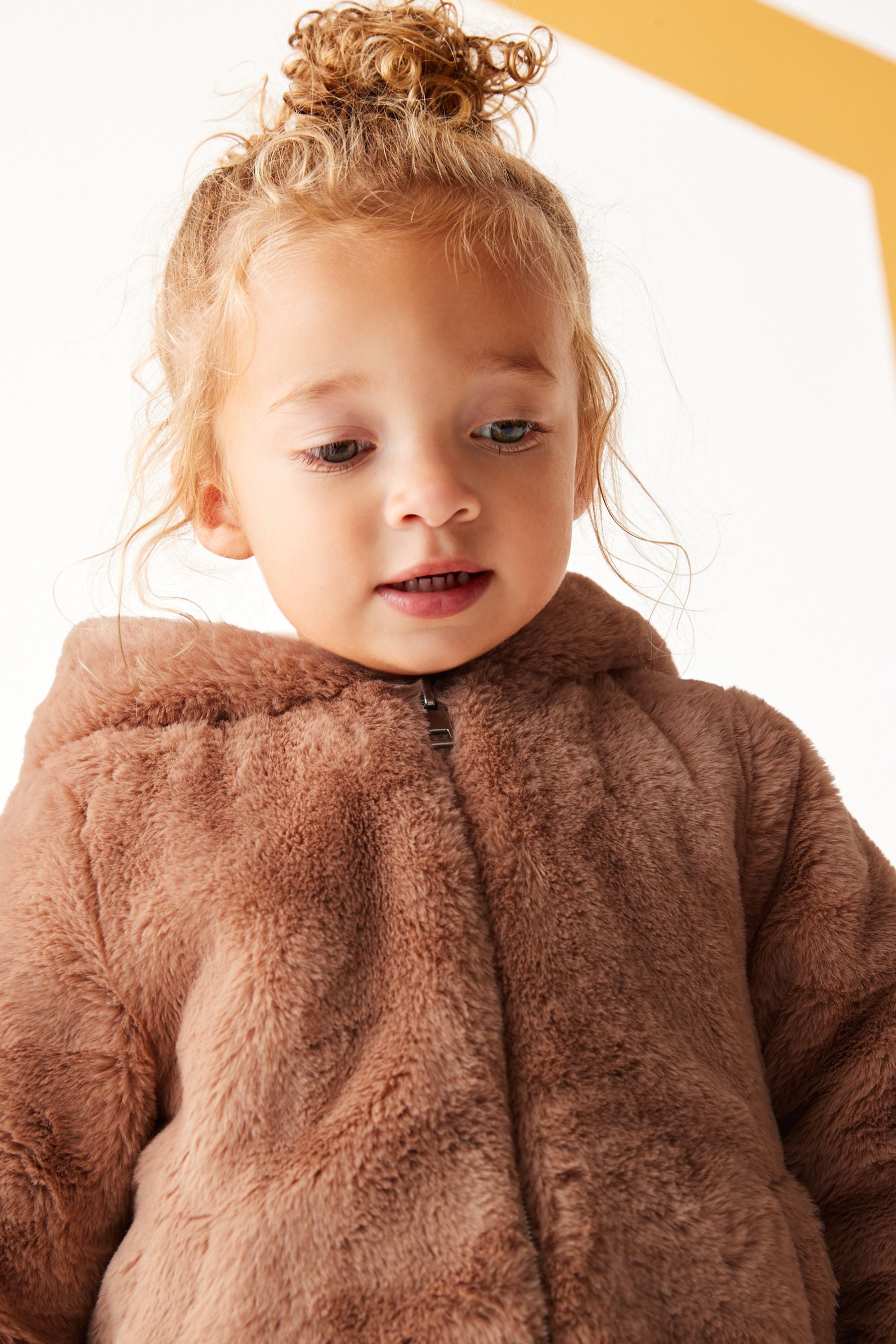 Camel Cosy Faux Fur Character Ears Coat (12mths-7yrs)