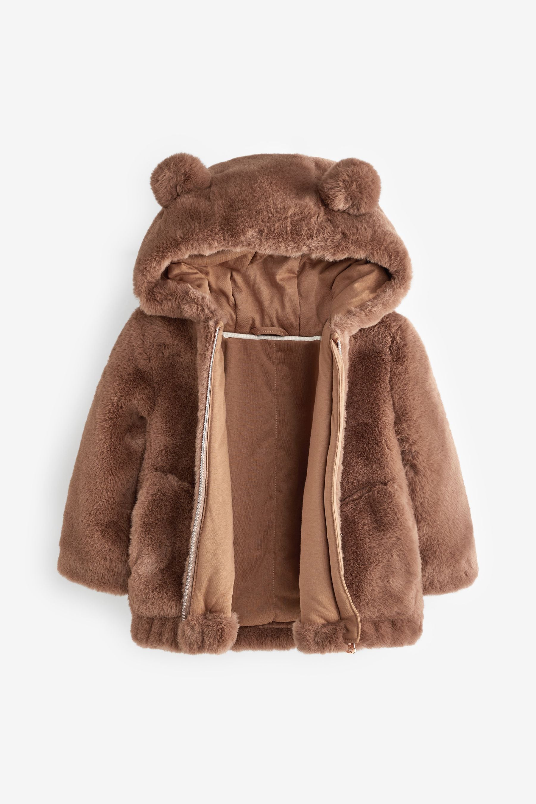 Camel Cosy Faux Fur Character Ears Coat (12mths-7yrs)