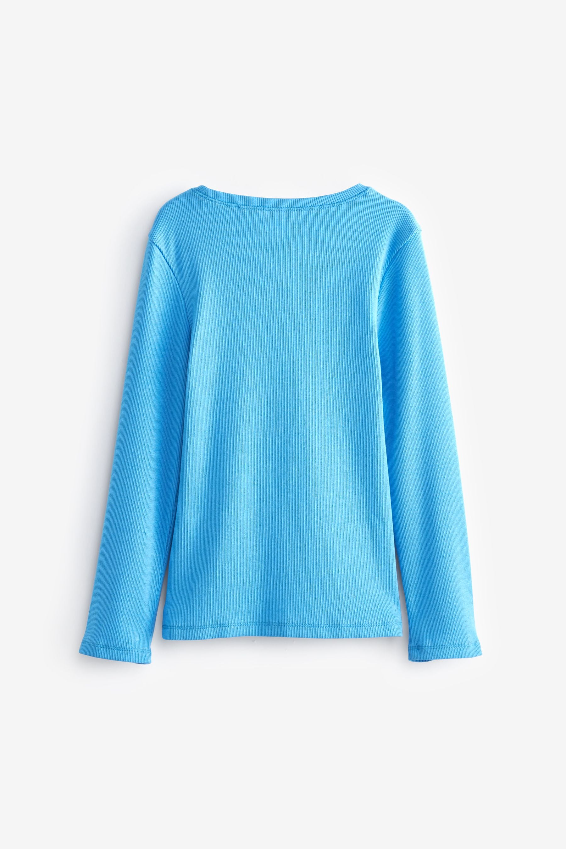 Blue Long Sleeve Ribbed Top (3-16yrs)