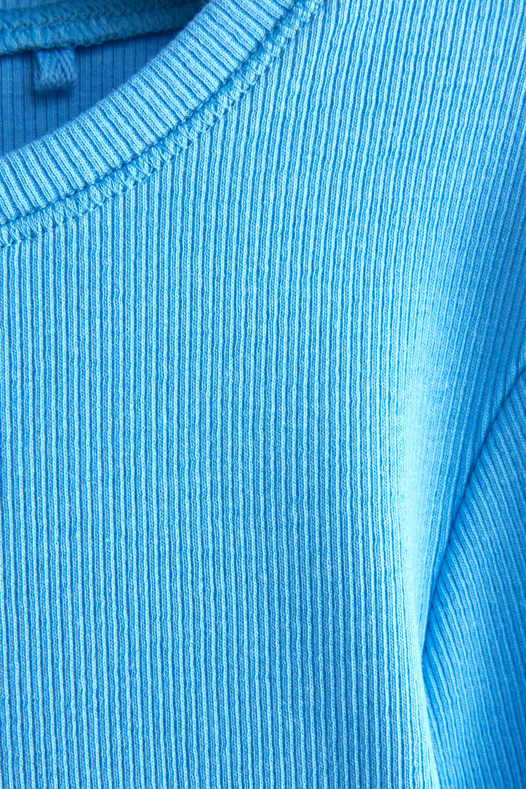 Blue Long Sleeve Ribbed Top (3-16yrs)