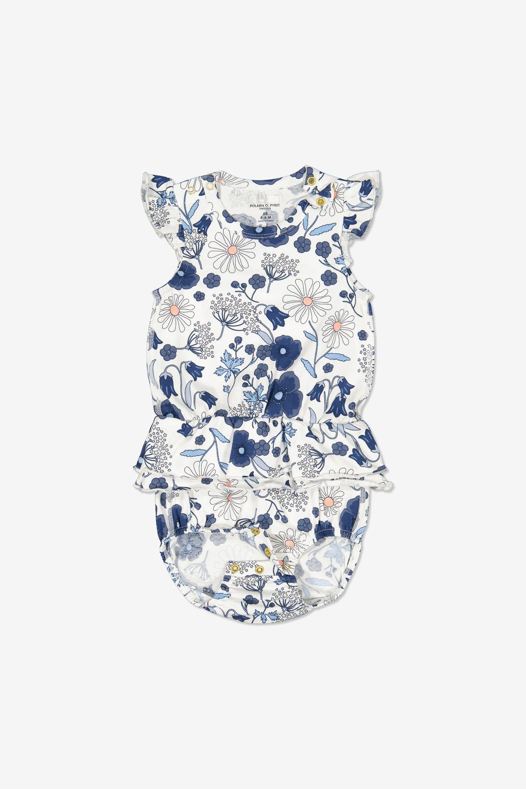 Blue PO.P Blue Organic Cotton Floral Print Babygrow Bodysuit