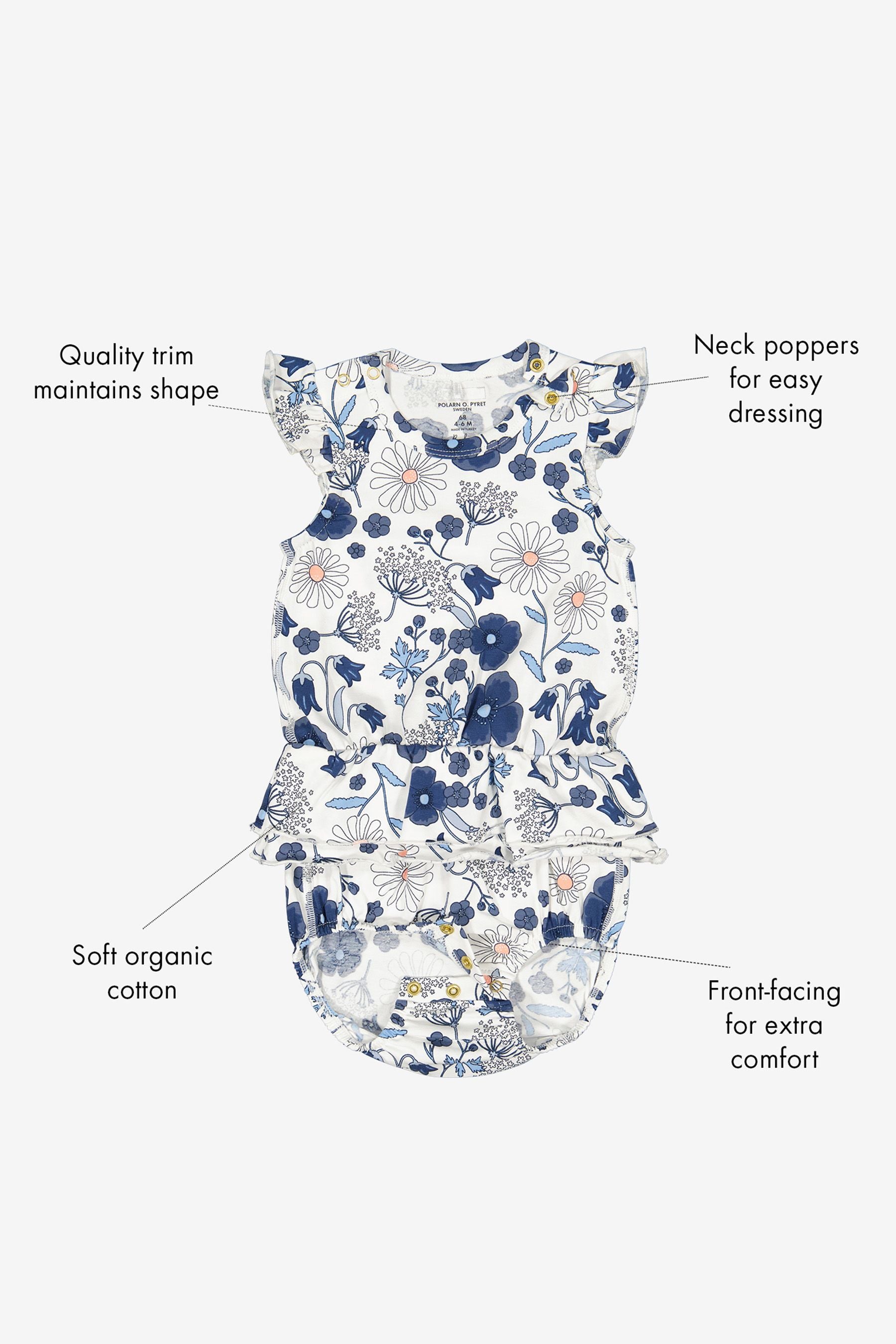 Blue PO.P Blue Organic Cotton Floral Print Babygrow Bodysuit