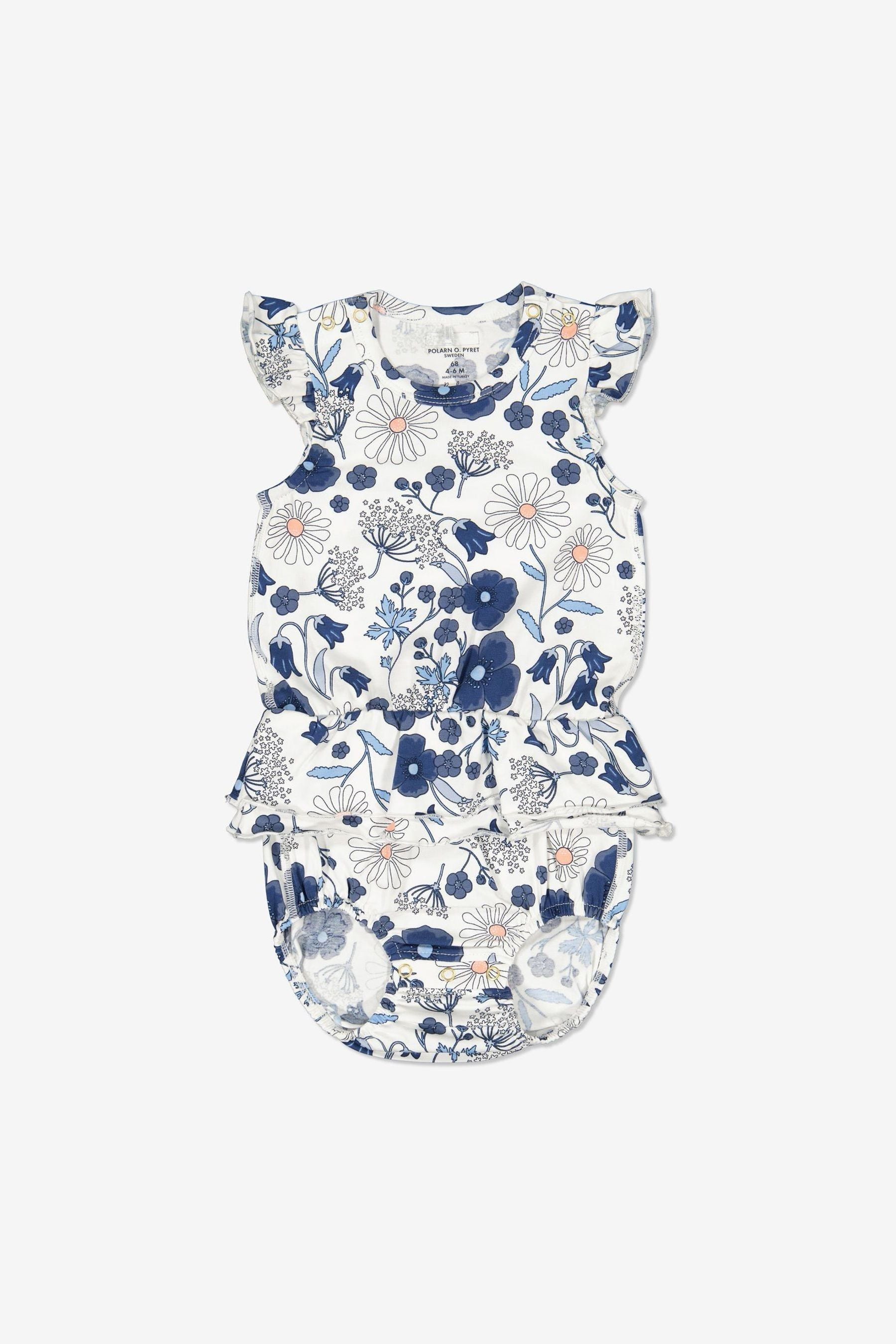 Blue PO.P Blue Organic Cotton Floral Print Babygrow Bodysuit